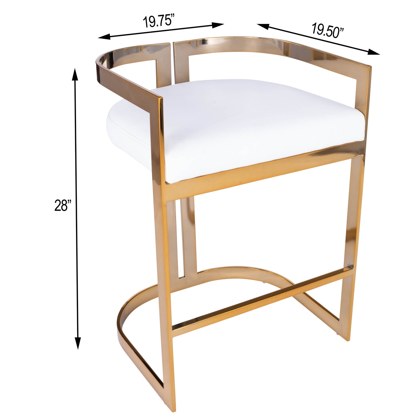 Butler Specialty Company Clarence 25 in. Seat Height Faux Leather and Metal Counter Stool with Low Back, Gold