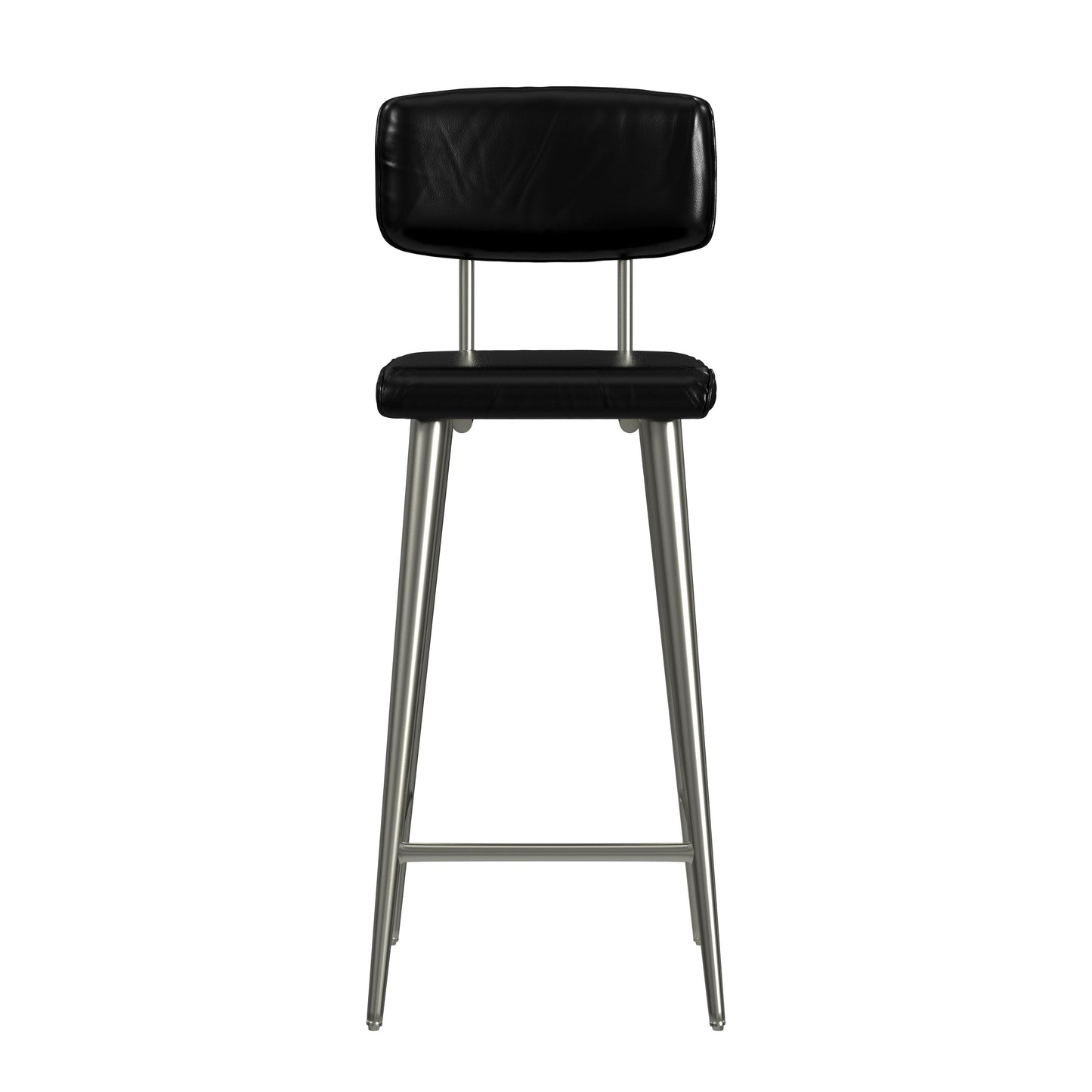 Butler Specialty Company Saddle 26 in. Seat Height Metal and Leather Counter Stool with Back, Black