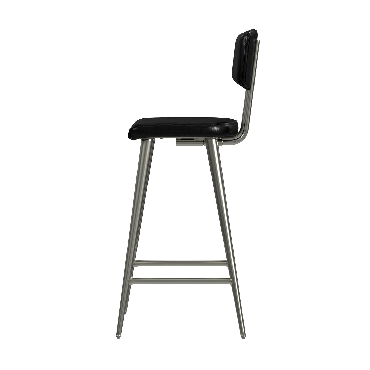 Butler Specialty Company Saddle 26 in. Seat Height Metal and Leather Counter Stool with Back, Black