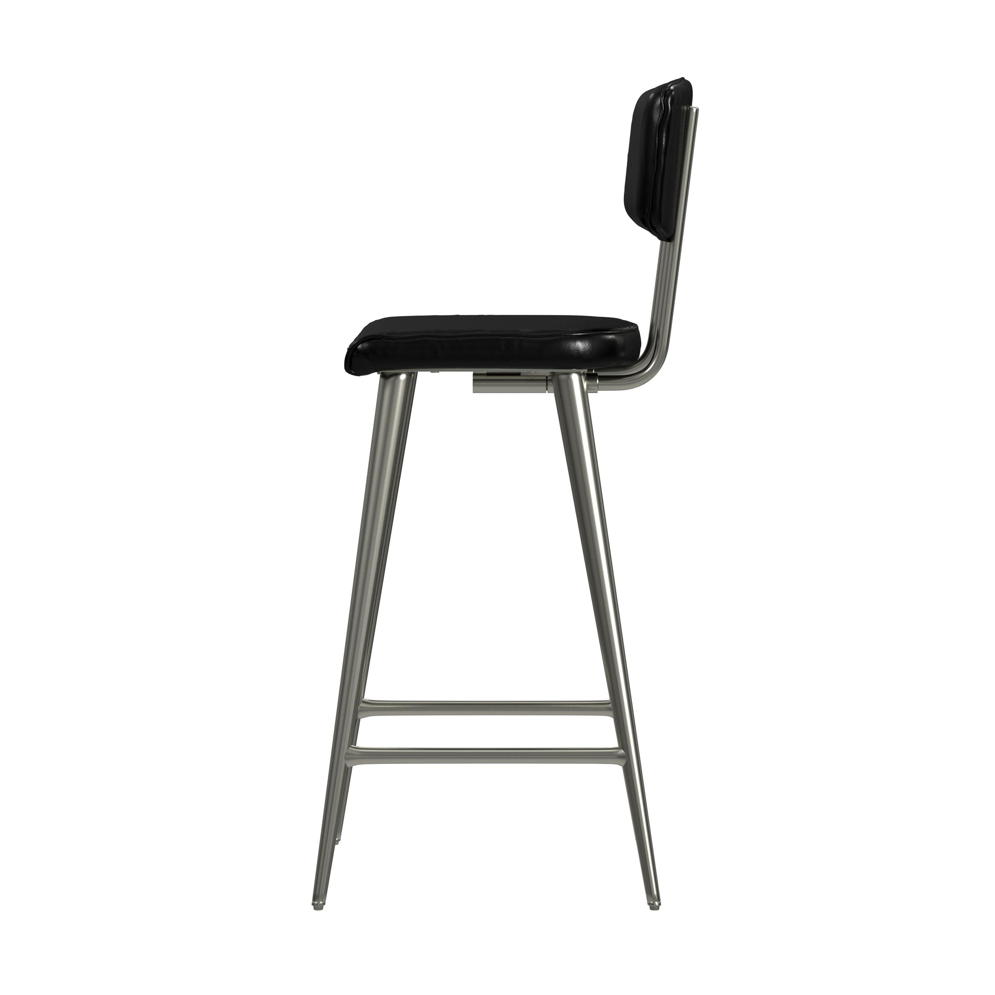 Butler Specialty Company Saddle 26 in. Seat Height Metal and Leather Counter Stool with Back, Black