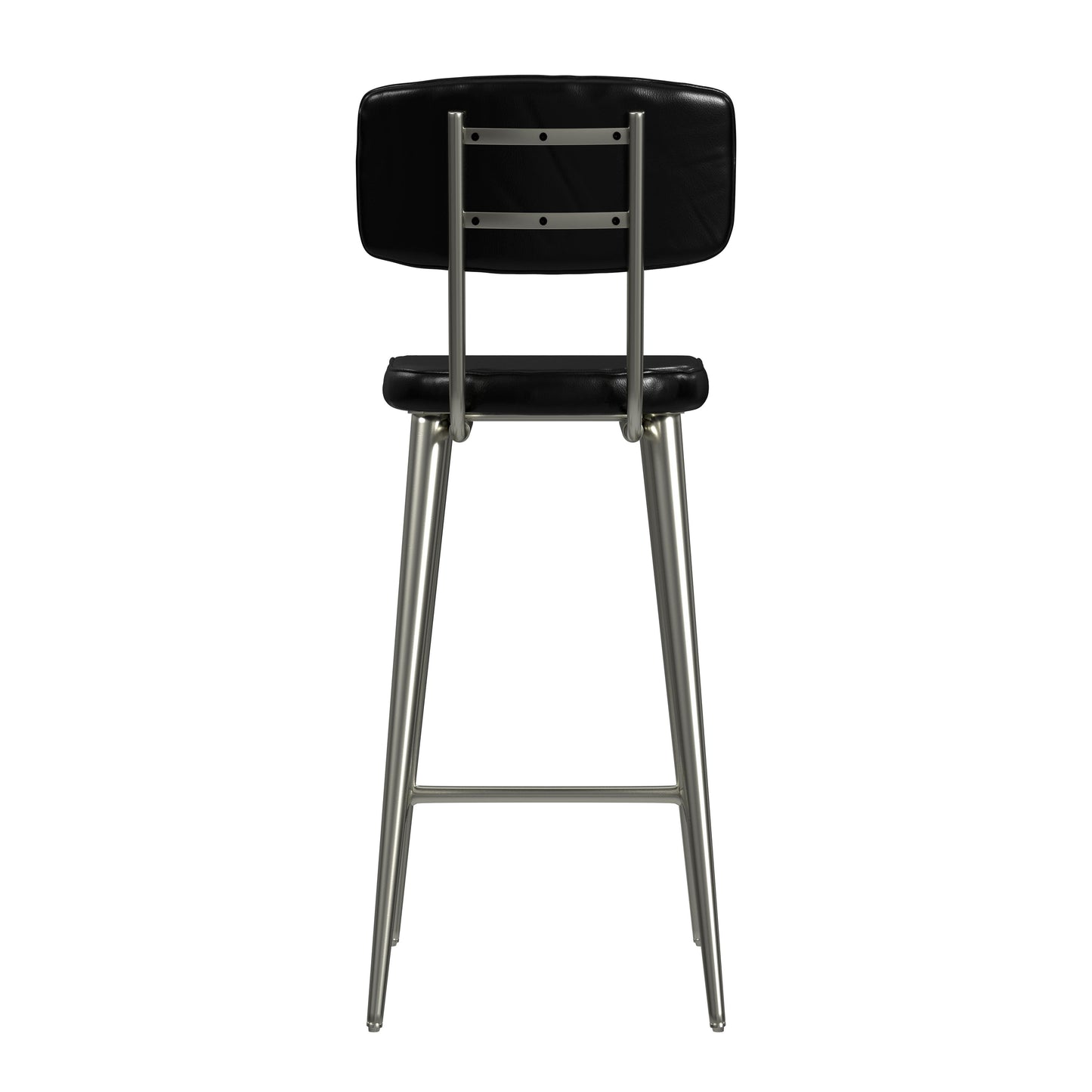 Butler Specialty Company Saddle 26 in. Seat Height Metal and Leather Counter Stool with Back, Black