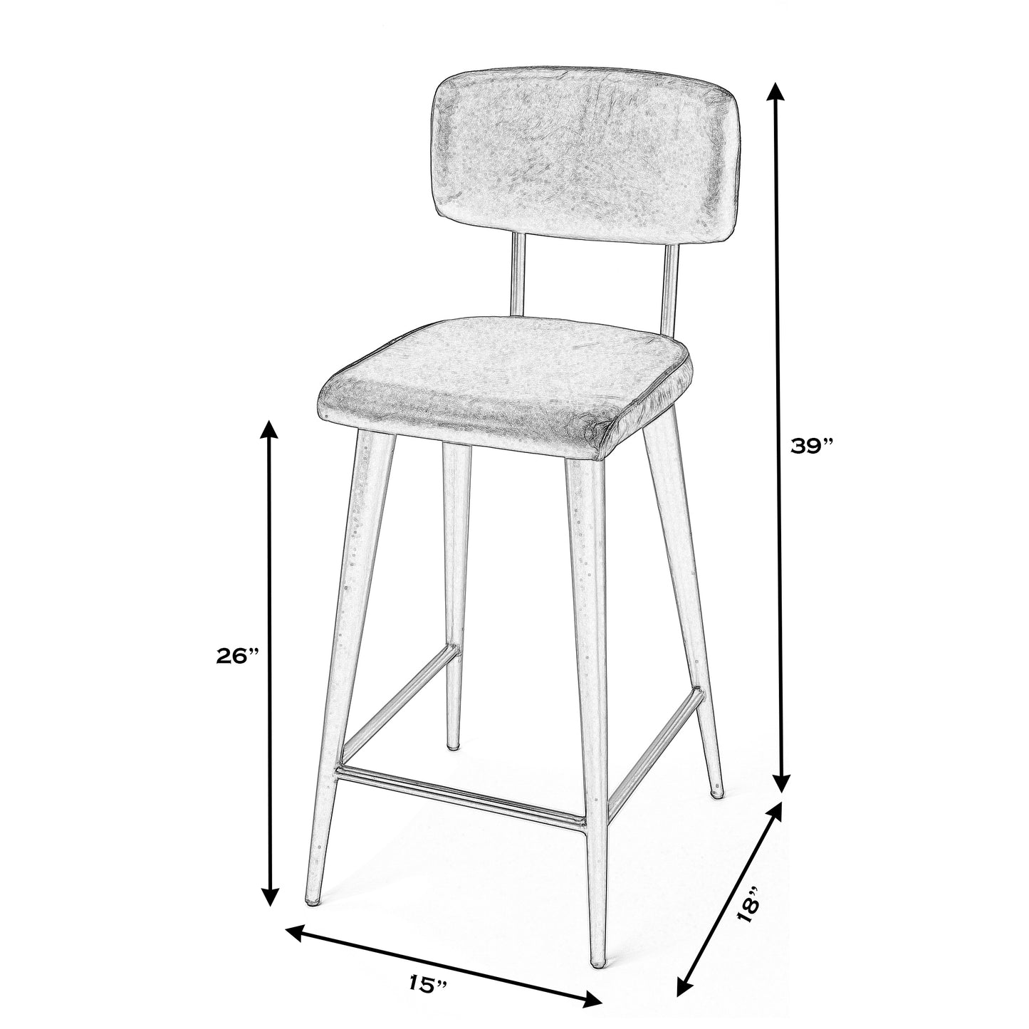 Butler Specialty Company Saddle 26 in. Seat Height Metal and Leather Counter Stool with Back, Dark Brown