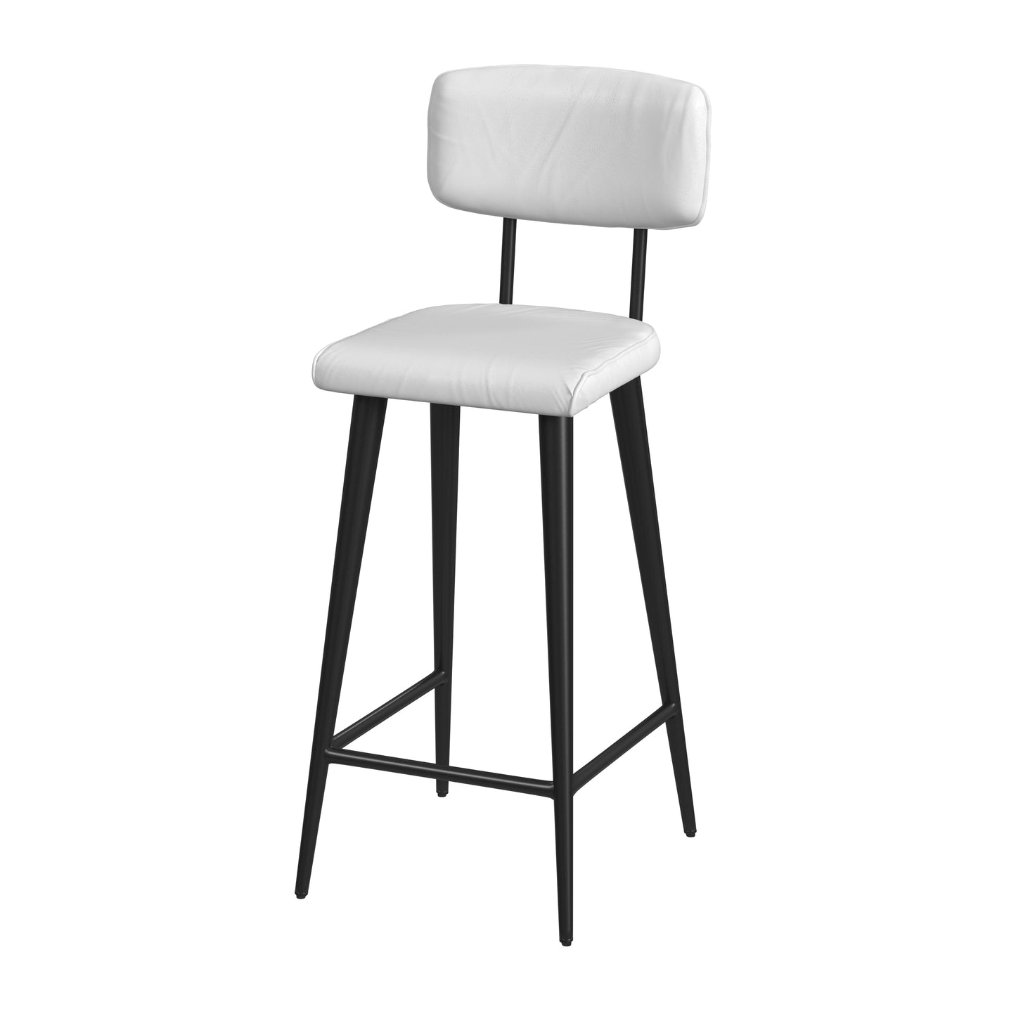 Butler Specialty Company Saddle 26 in. Seat Height Metal and Leather Counter Stool with Back, White