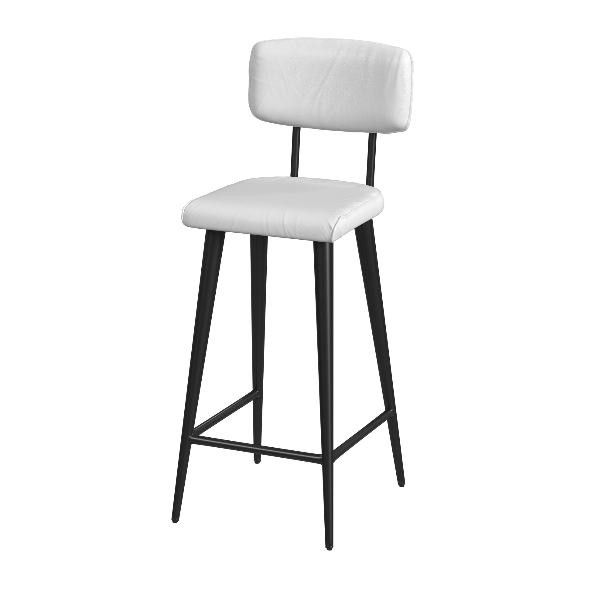 Butler Specialty Company Saddle 26 in. Seat Height Metal and Leather Counter Stool with Back, White