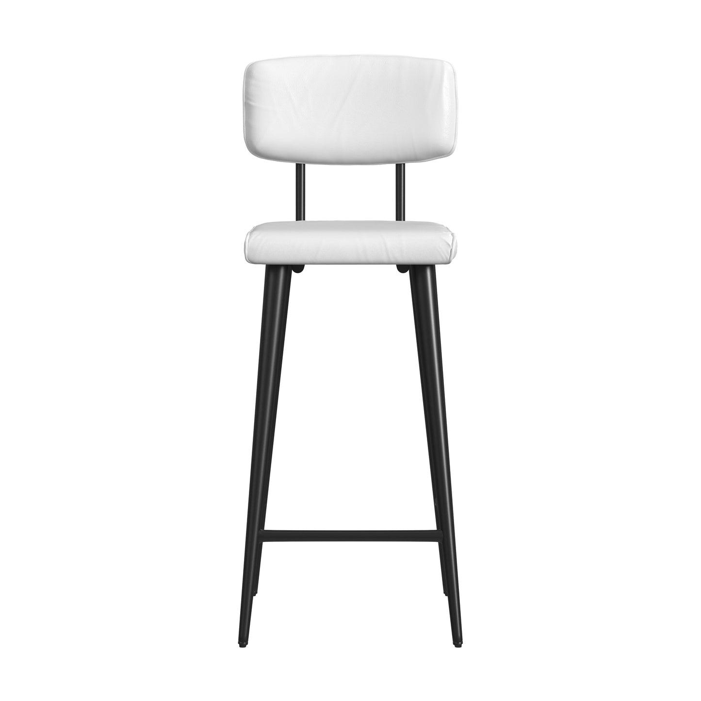 Butler Specialty Company Saddle 26 in. Seat Height Metal and Leather Counter Stool with Back, White