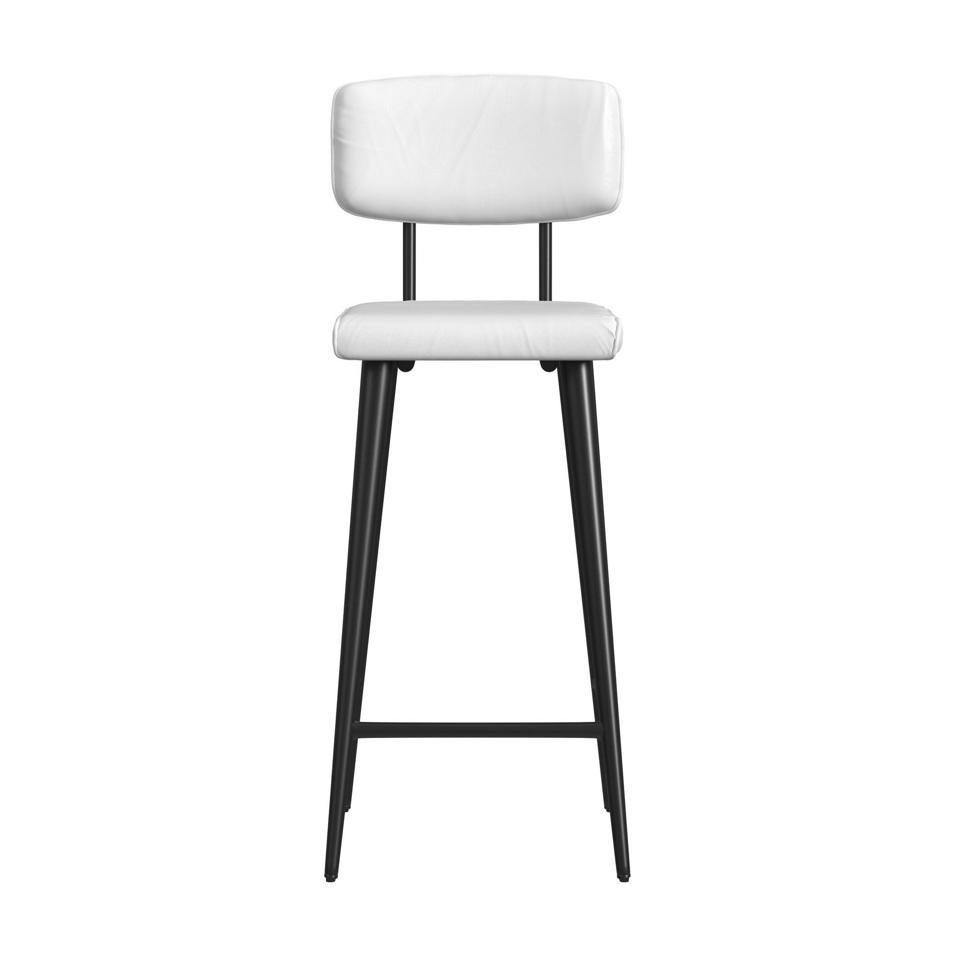 Butler Specialty Company Saddle 26 in. Seat Height Metal and Leather Counter Stool with Back, White