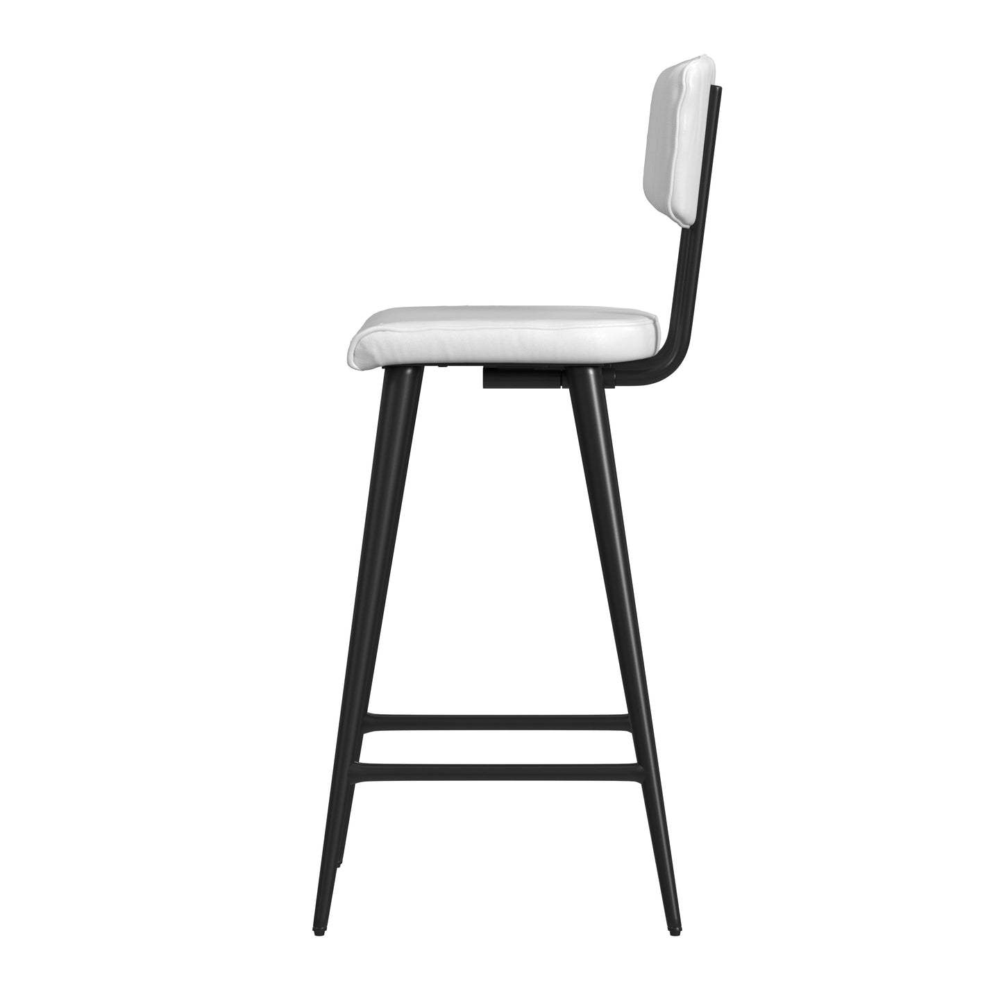Butler Specialty Company Saddle 26 in. Seat Height Metal and Leather Counter Stool with Back, White