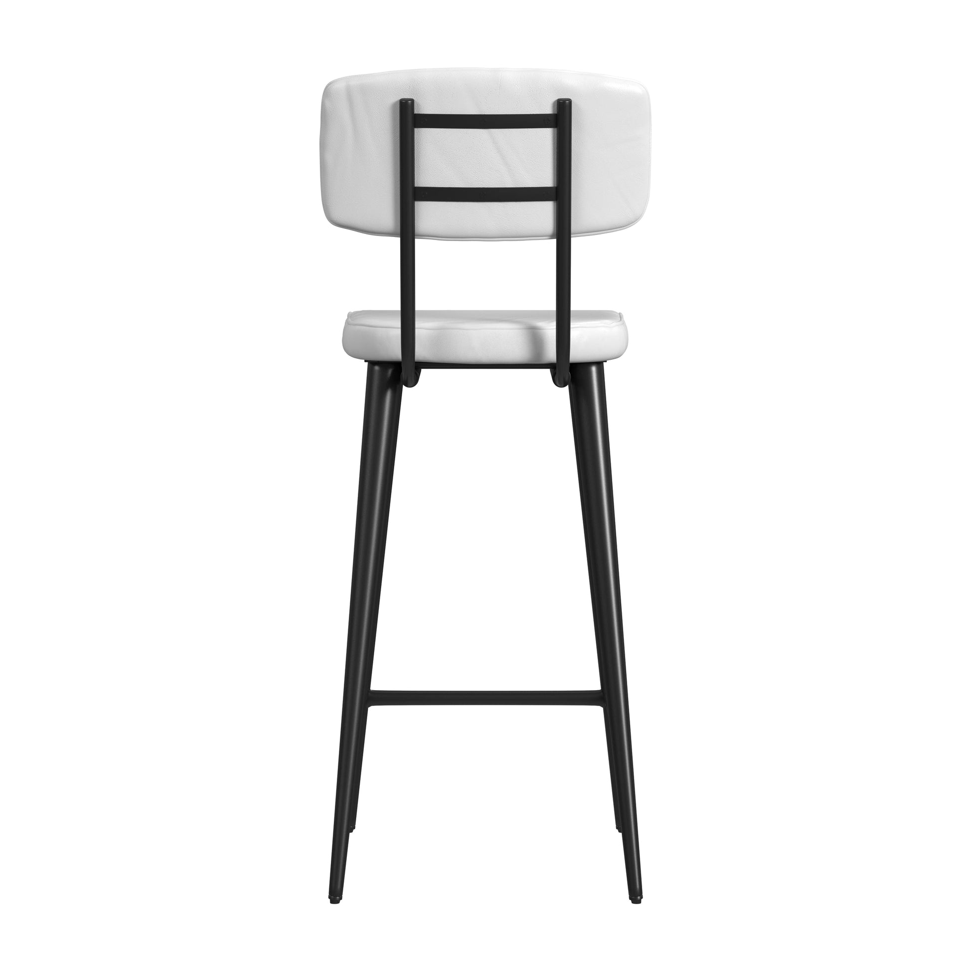 Butler Specialty Company Saddle 26 in. Seat Height Metal and Leather Counter Stool with Back, White