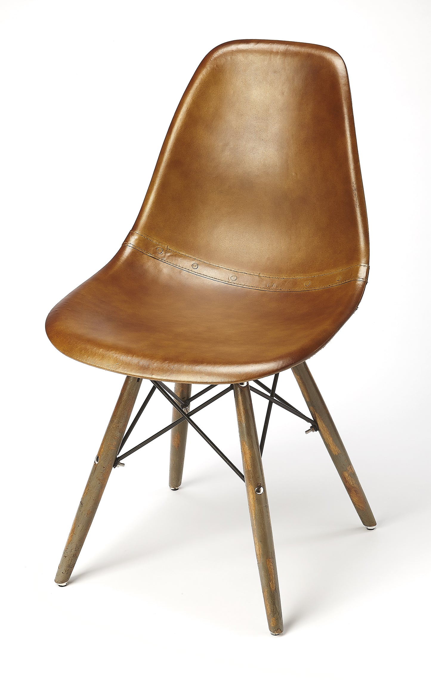 Butler Specialty Company Orson 18 in. Seat Height Leather Side Chair, Medium Brown