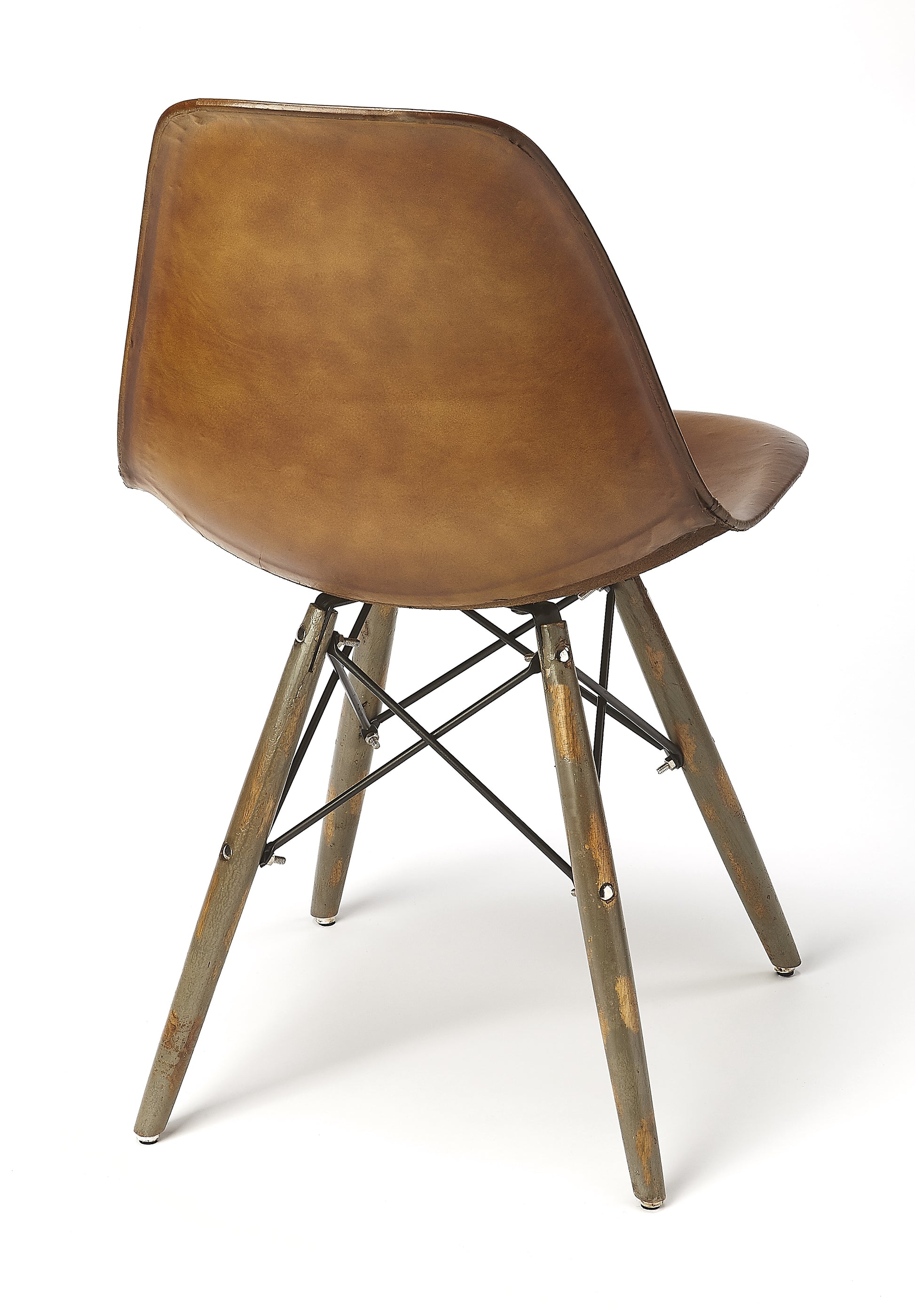 Butler Specialty Company Orson 18 in. Seat Height Leather Side Chair, Medium Brown