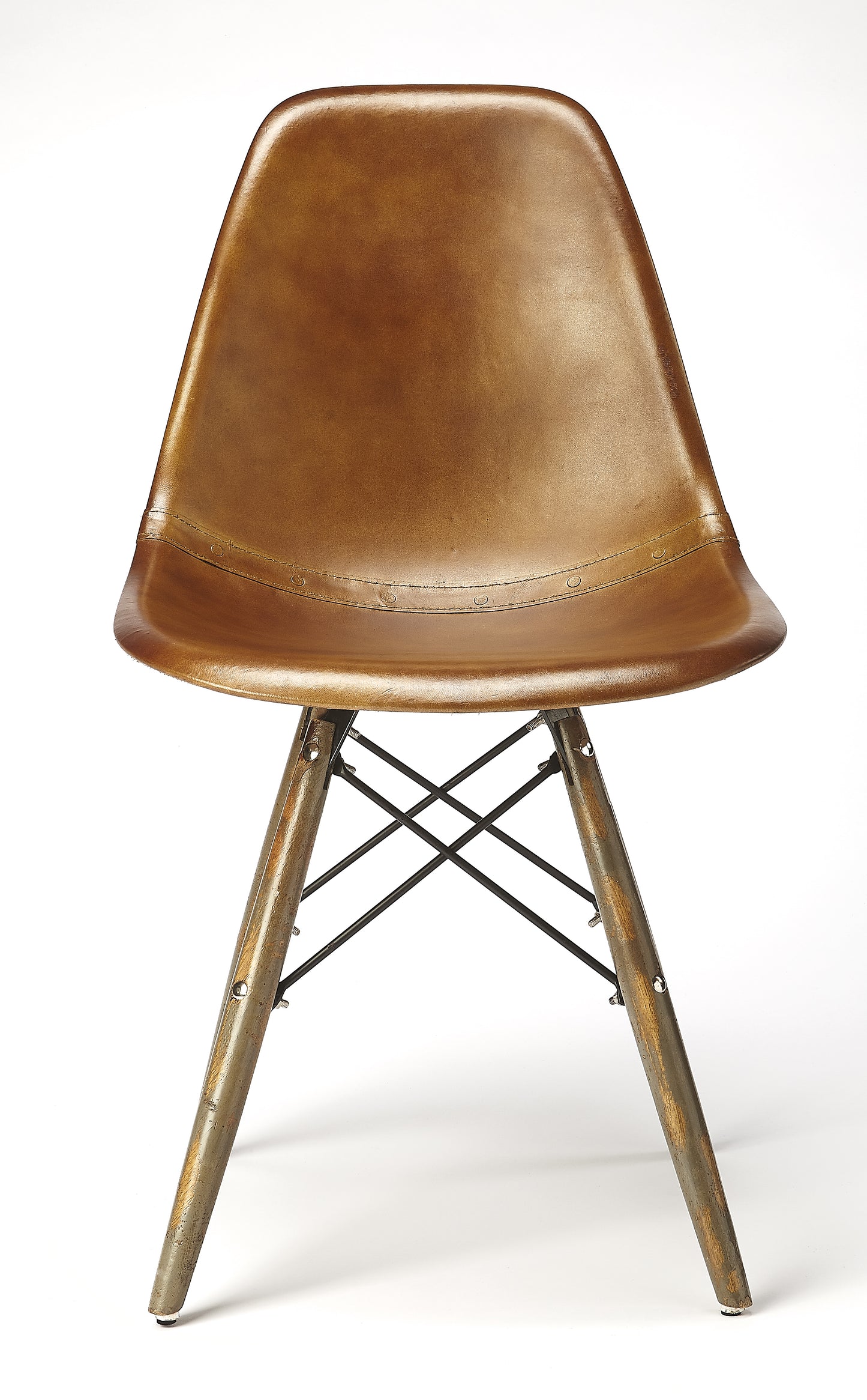 Butler Specialty Company Orson 18 in. Seat Height Leather Side Chair, Medium Brown