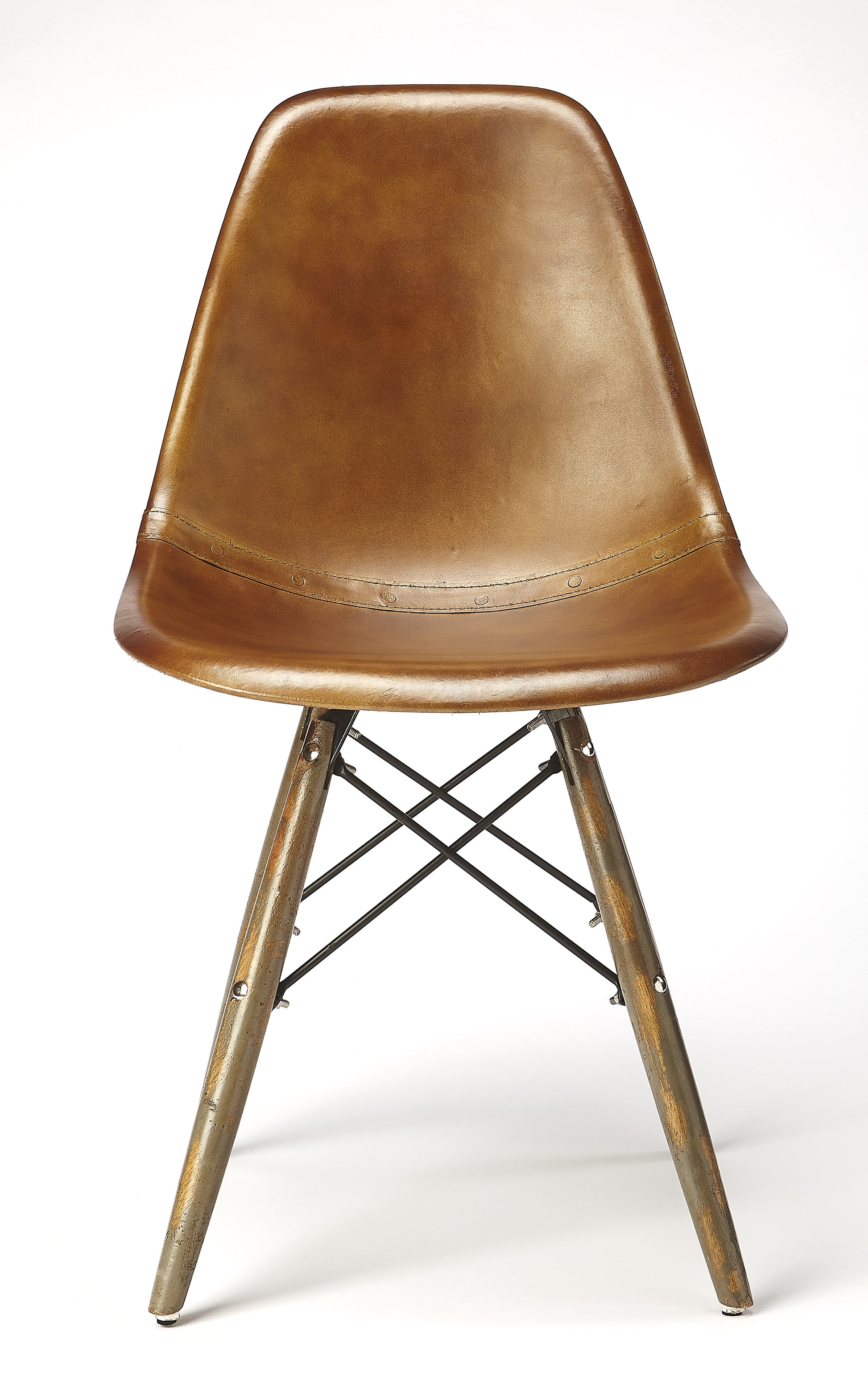 Butler Specialty Company Orson 18 in. Seat Height Leather Side Chair, Medium Brown
