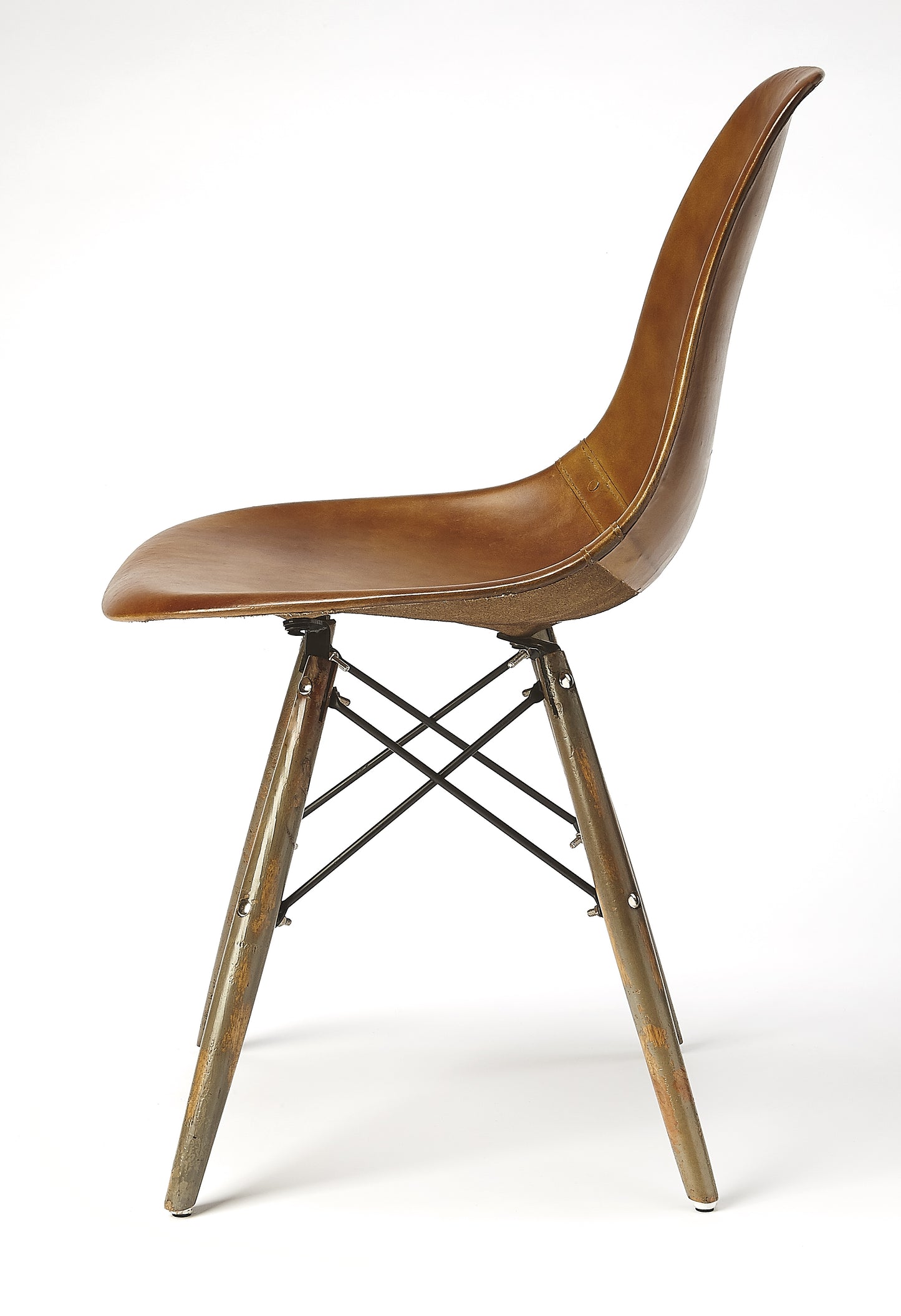 Butler Specialty Company Orson 18 in. Seat Height Leather Side Chair, Medium Brown