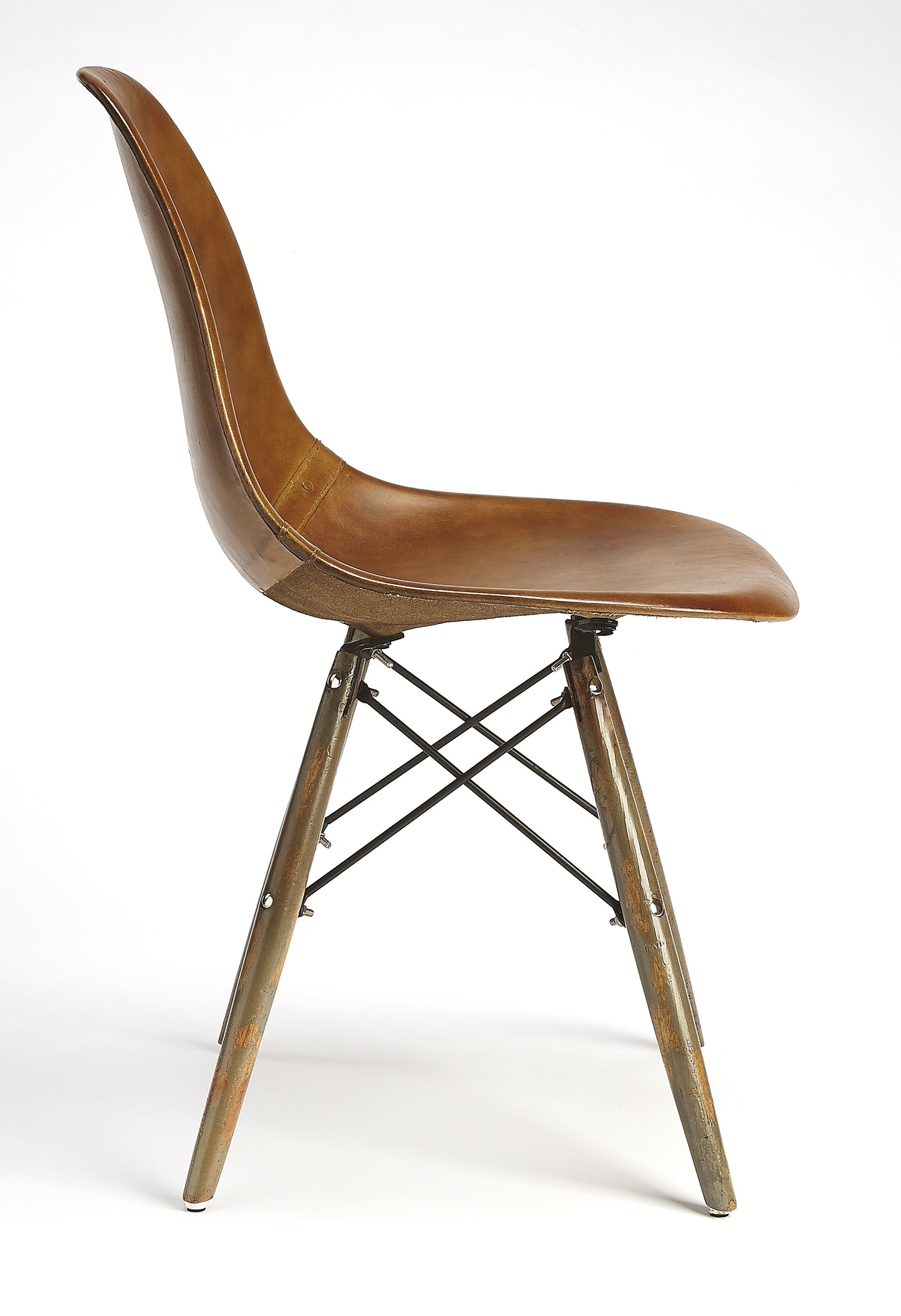 Butler Specialty Company Orson 18 in. Seat Height Leather Side Chair, Medium Brown