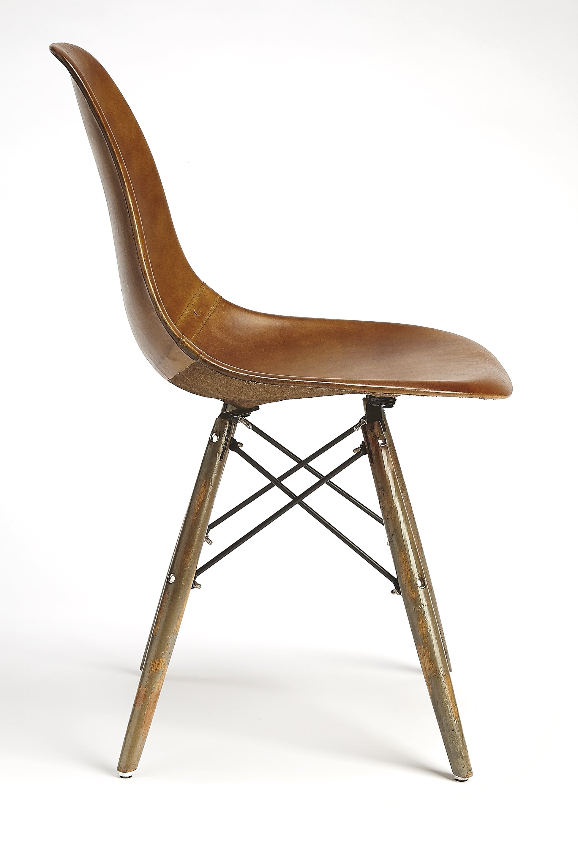 Butler Specialty Company Orson 18 in. Seat Height Leather Side Chair, Medium Brown