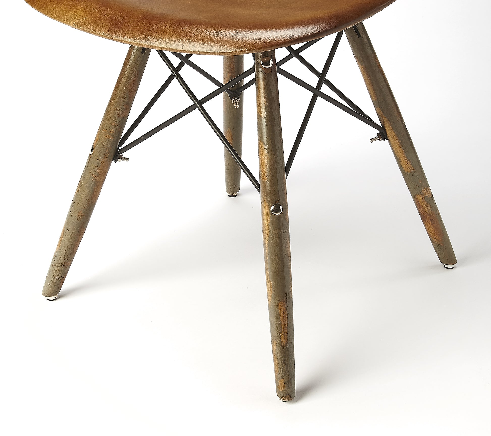 Butler Specialty Company Orson 18 in. Seat Height Leather Side Chair, Medium Brown