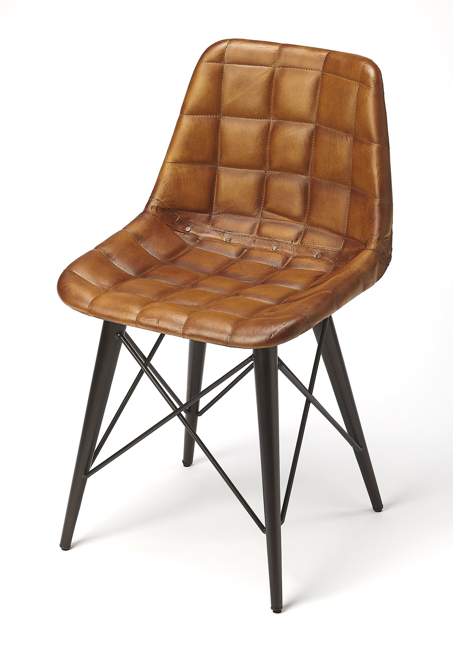Butler Specialty Company Patty Leather Side Chair, Medium Brown