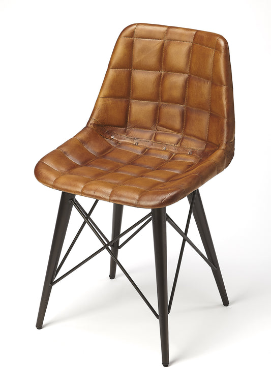 Butler Specialty Company Patty Leather Side Chair, Medium Brown