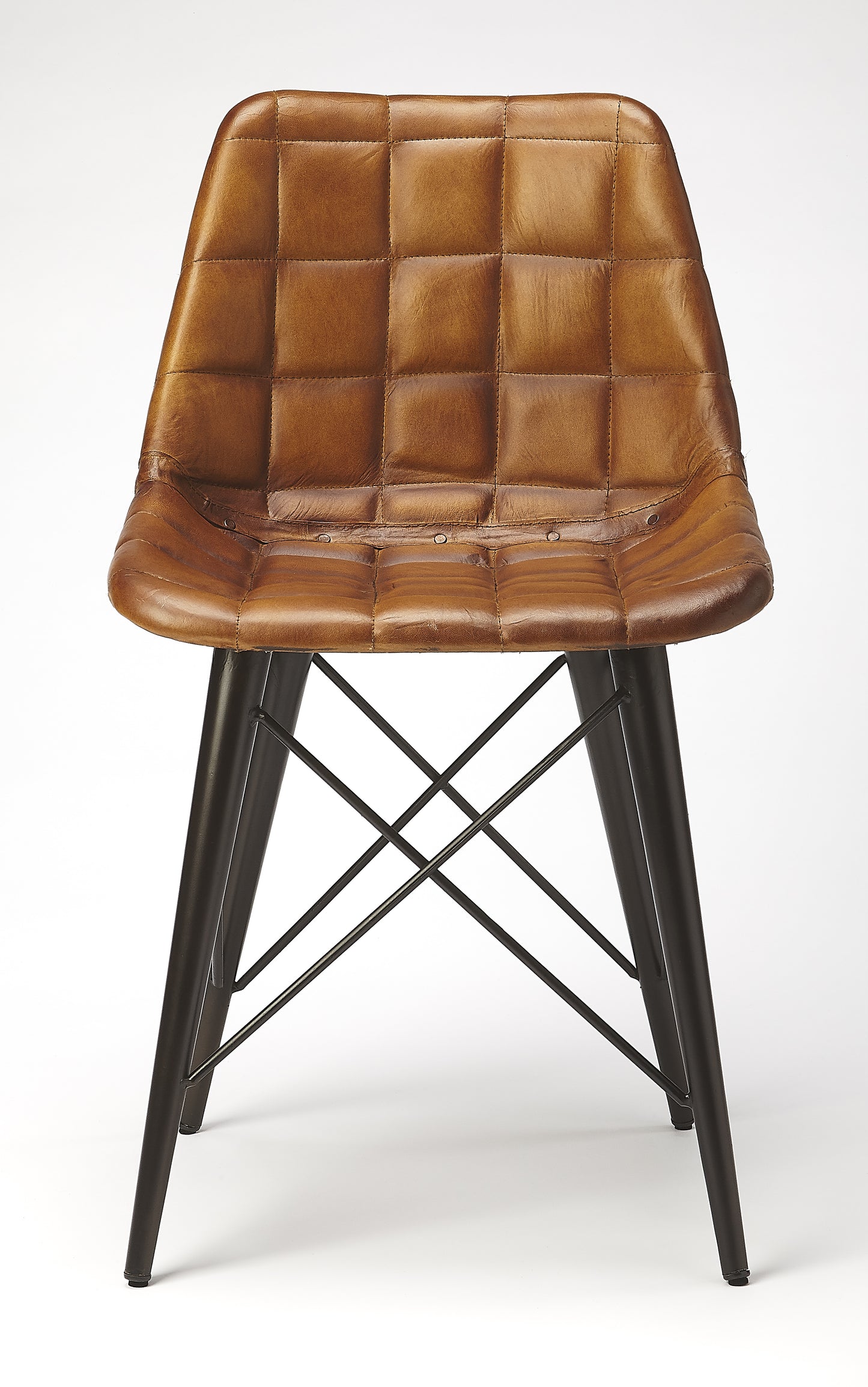 Butler Specialty Company Patty Leather Side Chair, Medium Brown