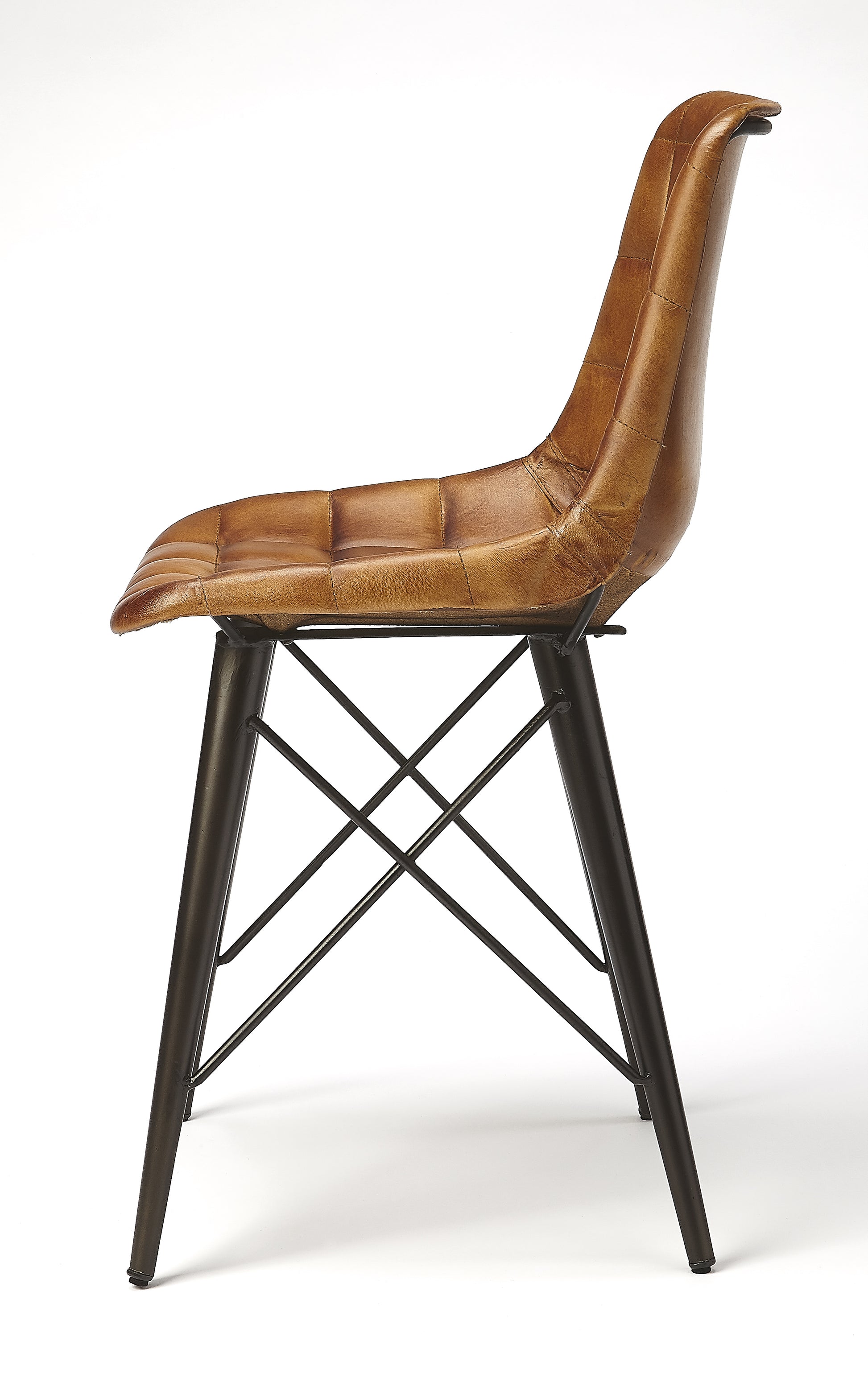 Butler Specialty Company Patty Leather Side Chair, Medium Brown