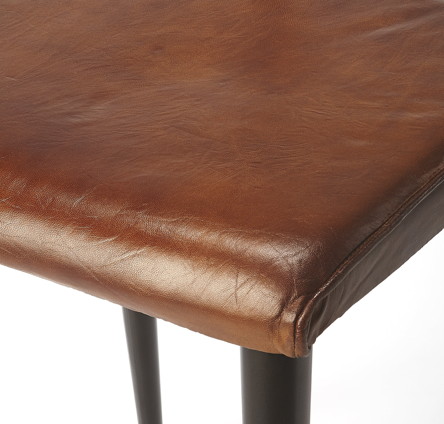 Clark Metal & Wood Leather Side Chair in Medium Brown 5381344