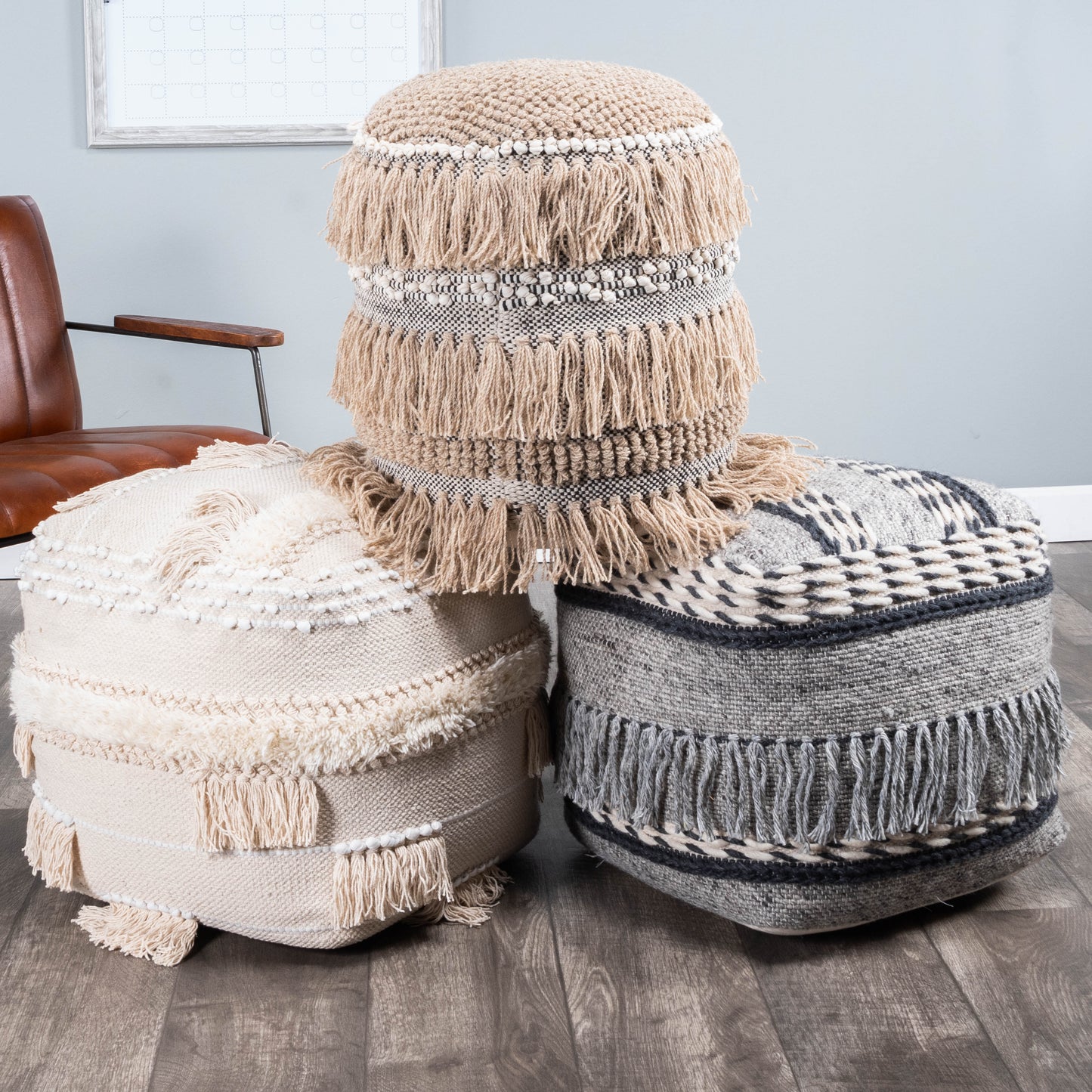 Butler Specialty Company Brynn 21 in. W Square Pouffe, Gray
