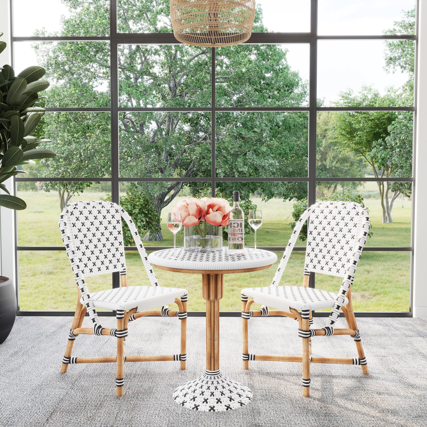 Butler Specialty Company Tenor 18.5 in. Seat Height Rattan Side Dining Chair with Back, White