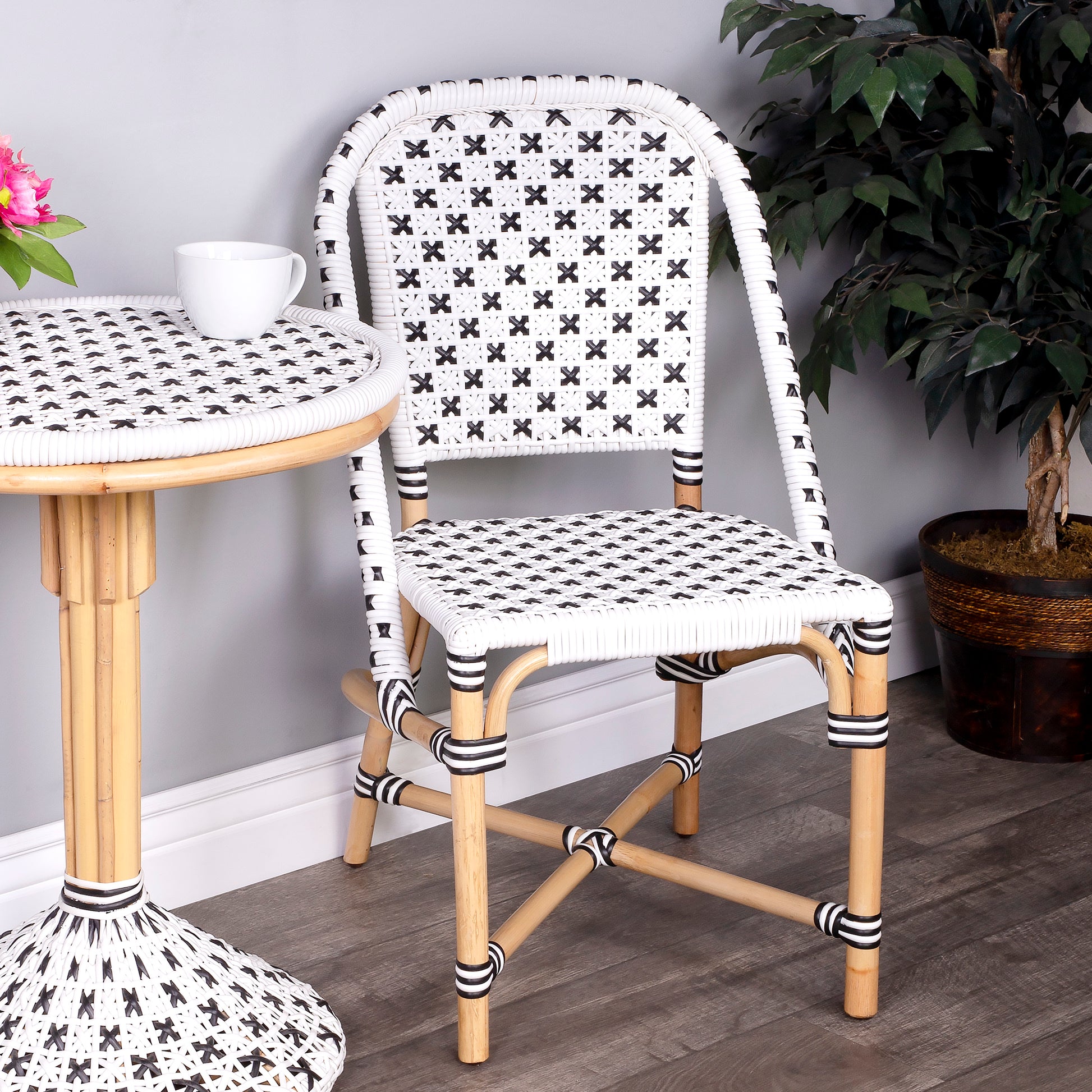 Butler Specialty Company Tenor 18.5 in. Seat Height Rattan Side Dining Chair with Back, White