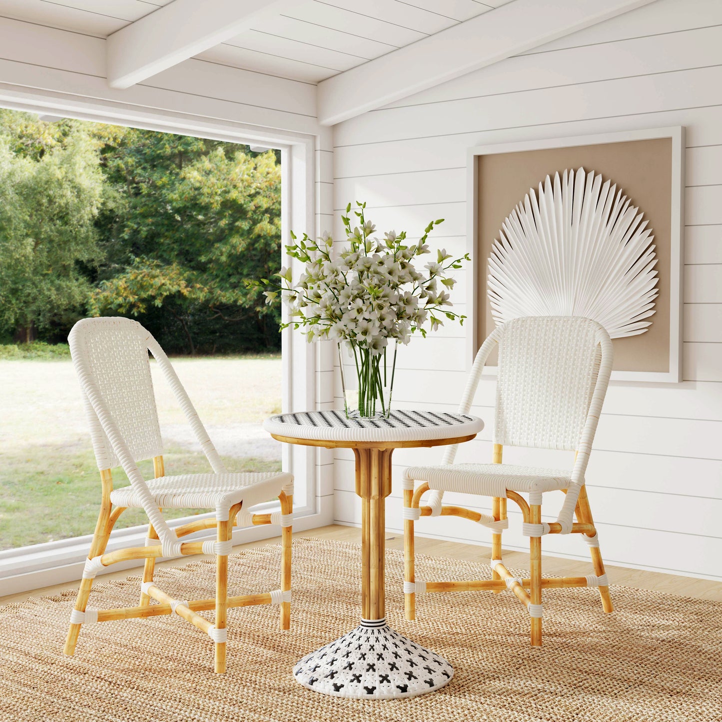 Butler Specialty Company Tenor 18.5 in. Seat Height Rattan Side Dining Chair with Back, White