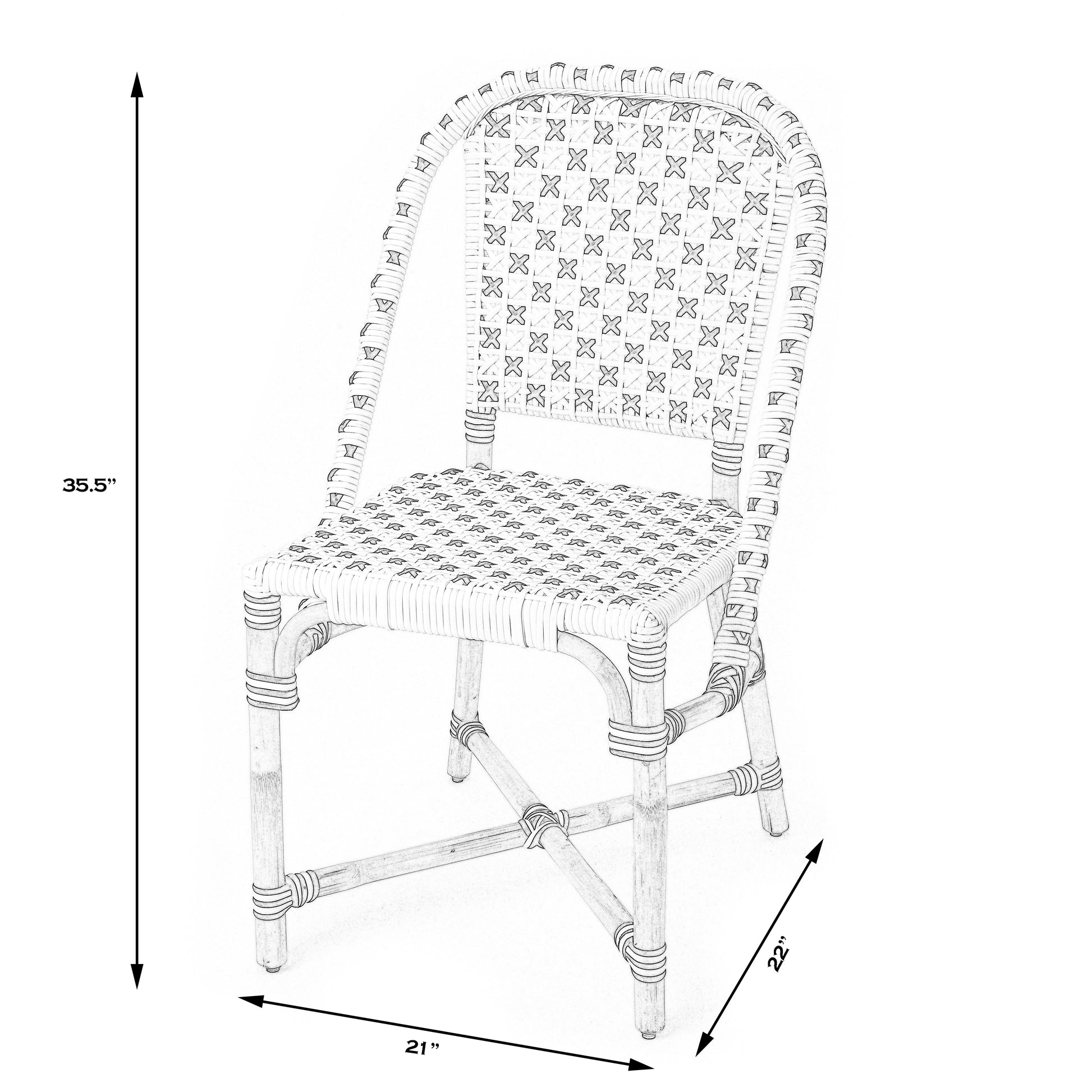 Butler Specialty Company Tenor 18.5 in. Seat Height Rattan Side Dining Chair with Back, White