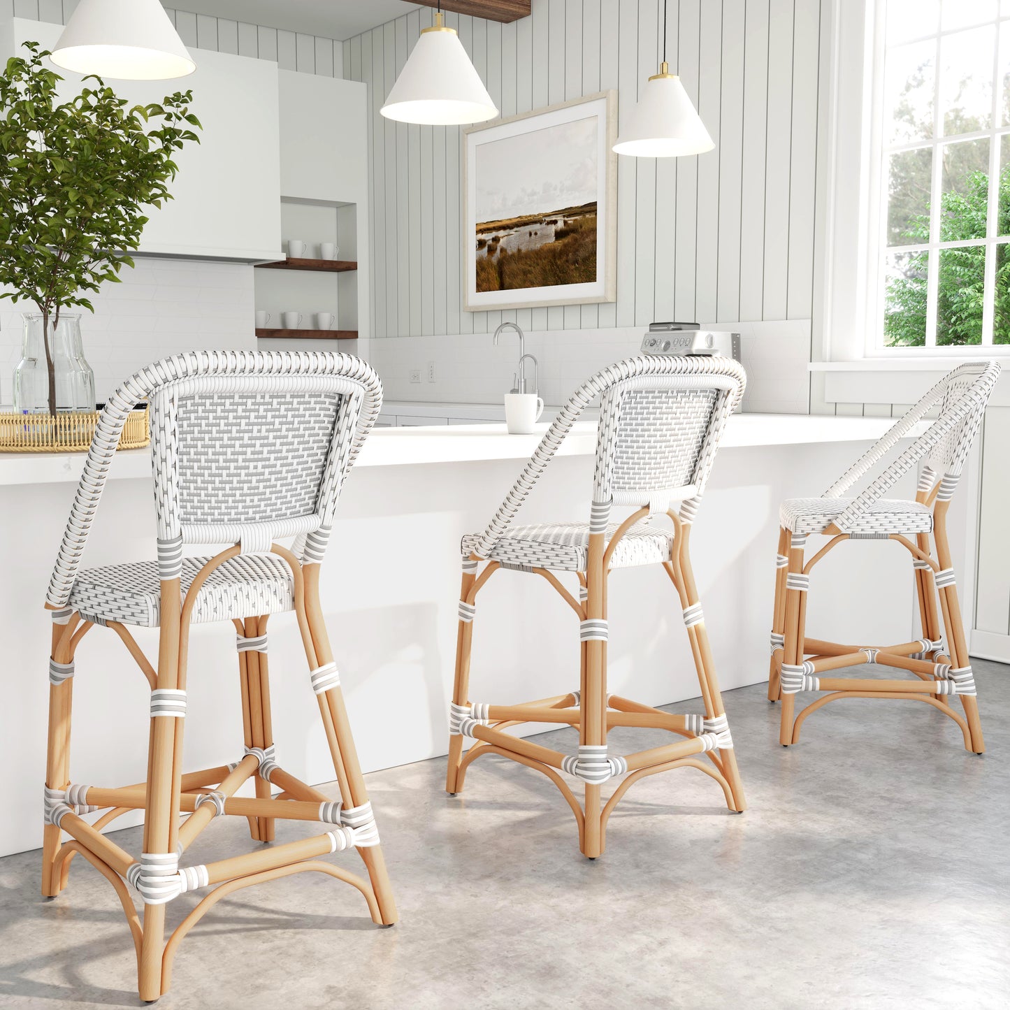 Solstice Rattan 25" Counter Stool in Gray 5399329