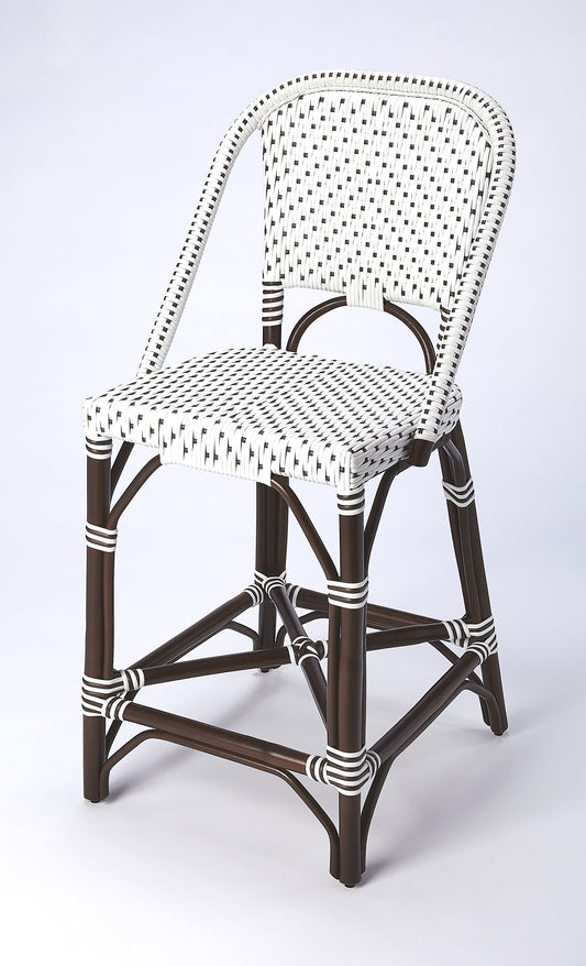 Solstice Rattan 25" Counter Stool in White and Brown Dot 5399354