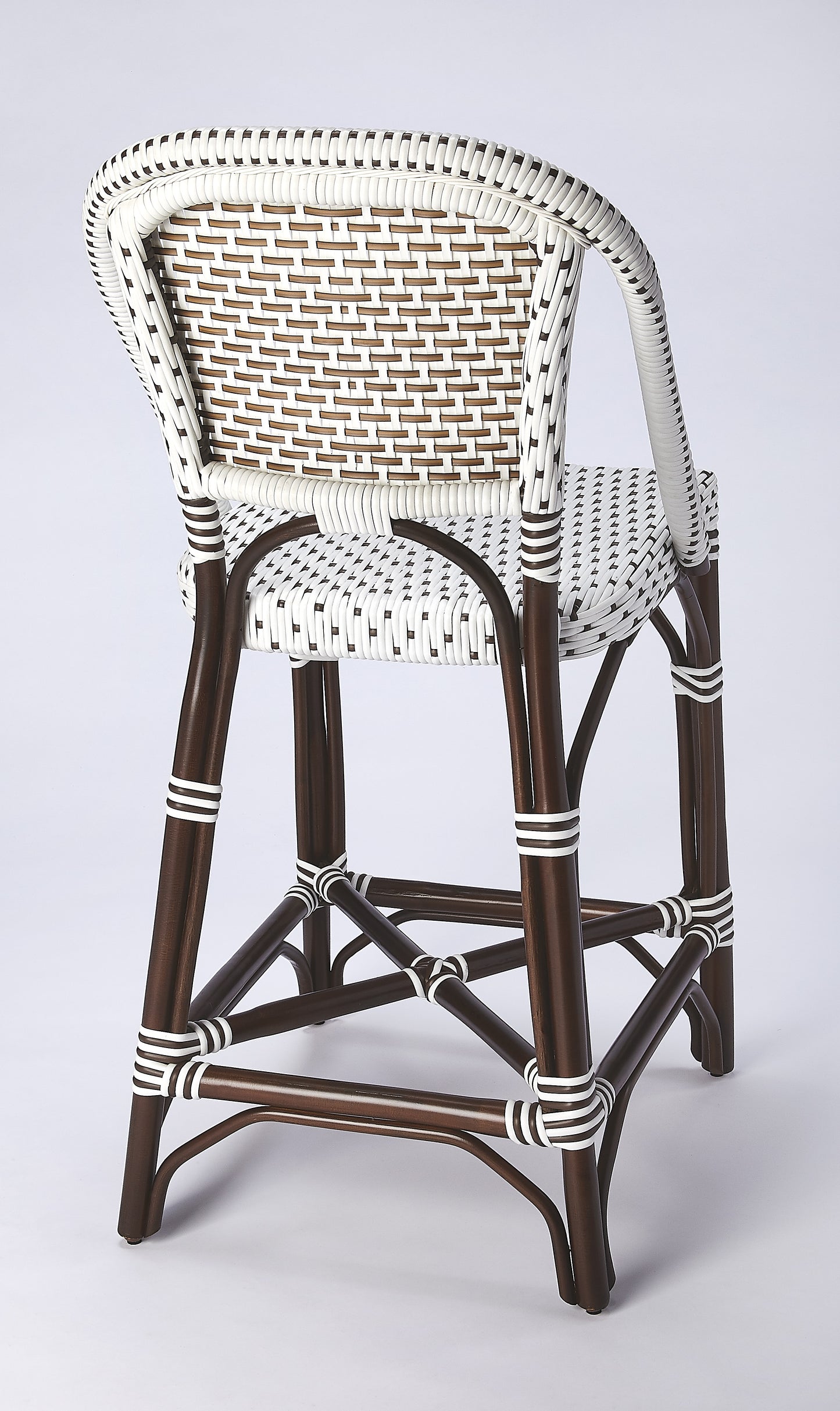 Solstice Rattan 25" Counter Stool in White and Brown Dot 5399354