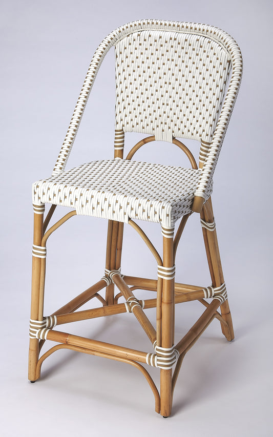 Solstice Rattan 25" Counter Stool in White and Tan Dot 5399415