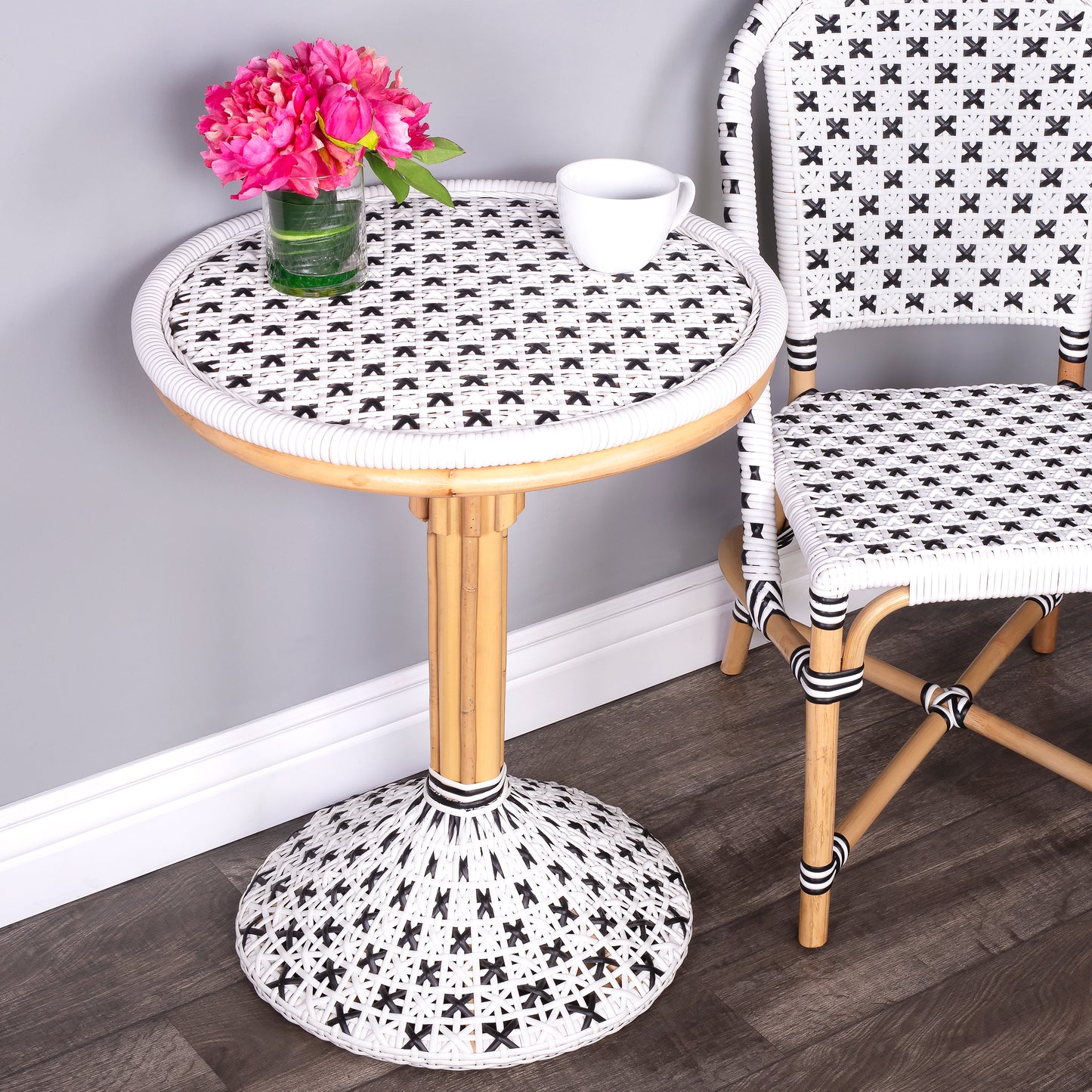 Butler Specialty Company Tenor 23.5 in. W Round Rattan Bistro Table, White