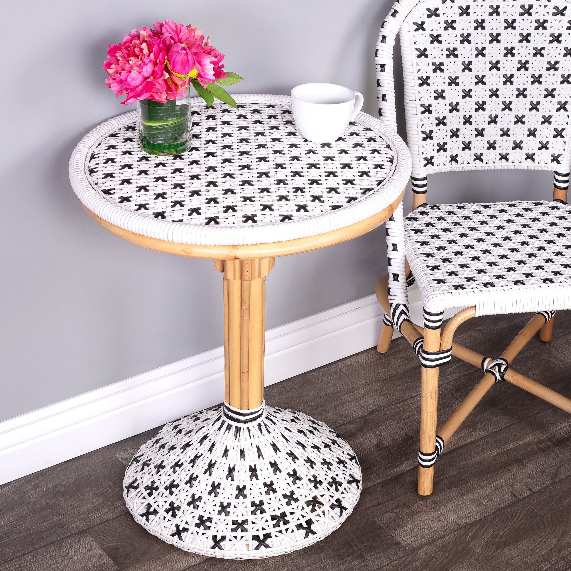 Butler Specialty Company Tenor 23.5 in. W Round Rattan Bistro Table, White