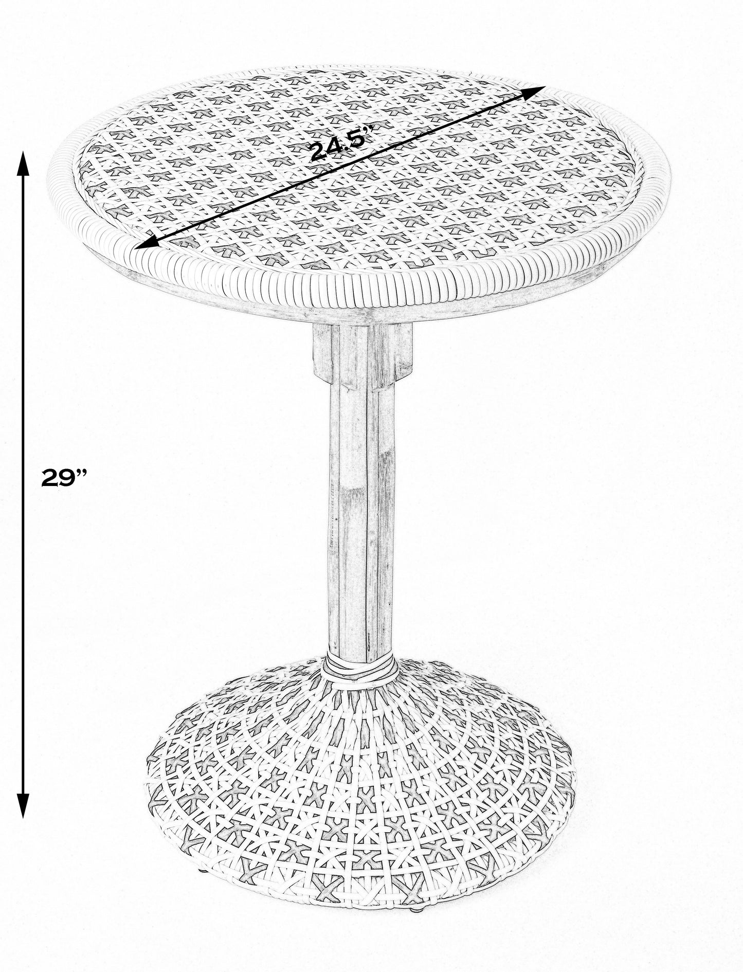 Butler Specialty Company Tenor 23.5 in. W Round Rattan Bistro Table, White