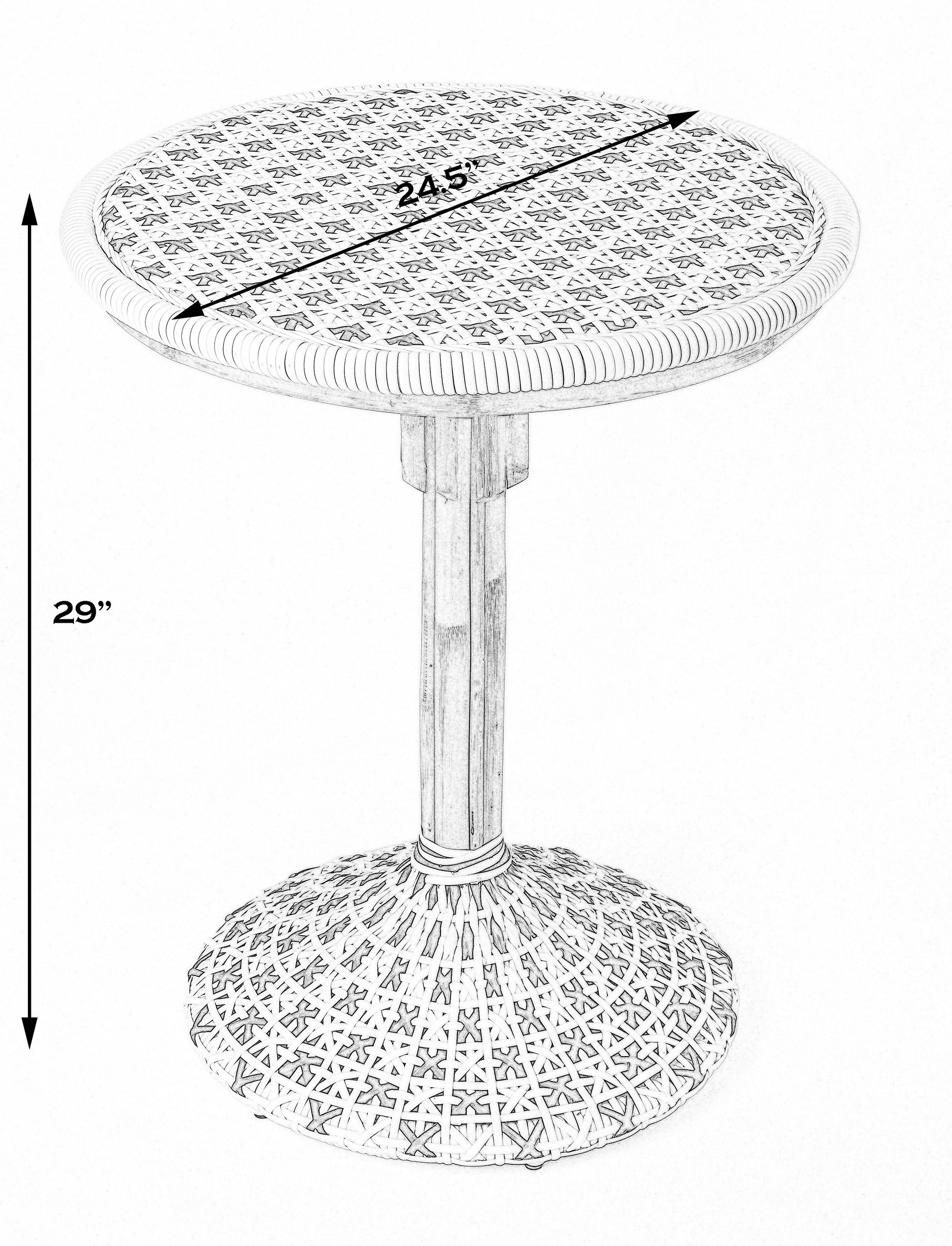Butler Specialty Company Tenor 23.5 in. W Round Rattan Bistro Table, White