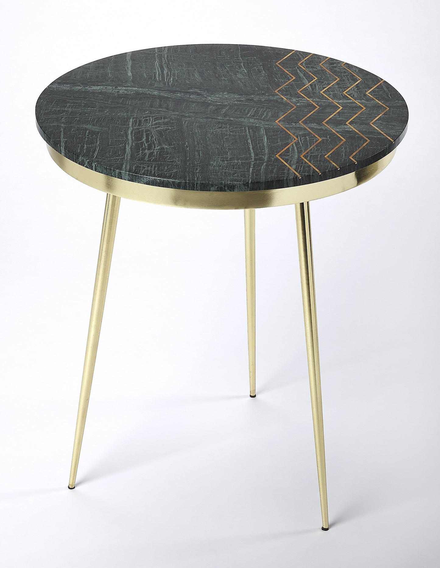 Butler Specialty Company Hollings 21 in. W Round Marble and Metal Modern Side Table, Green