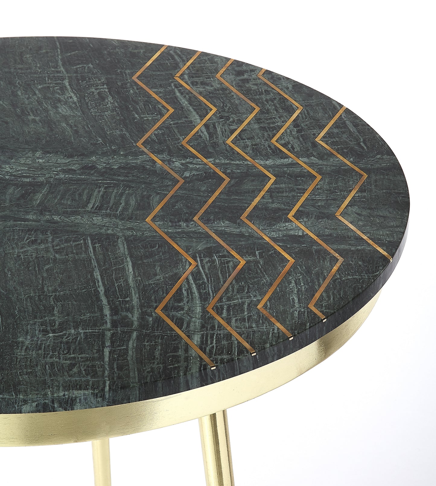 Butler Specialty Company Hollings 21 in. W Round Marble and Metal Modern Side Table, Green