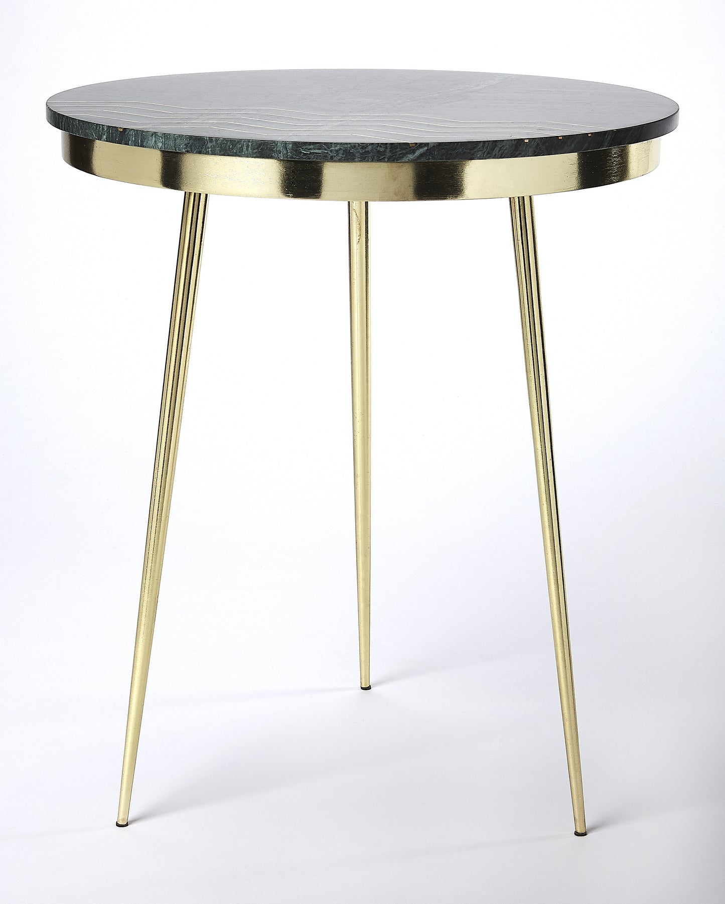 Butler Specialty Company Hollings 21 in. W Round Marble and Metal Modern Side Table, Green