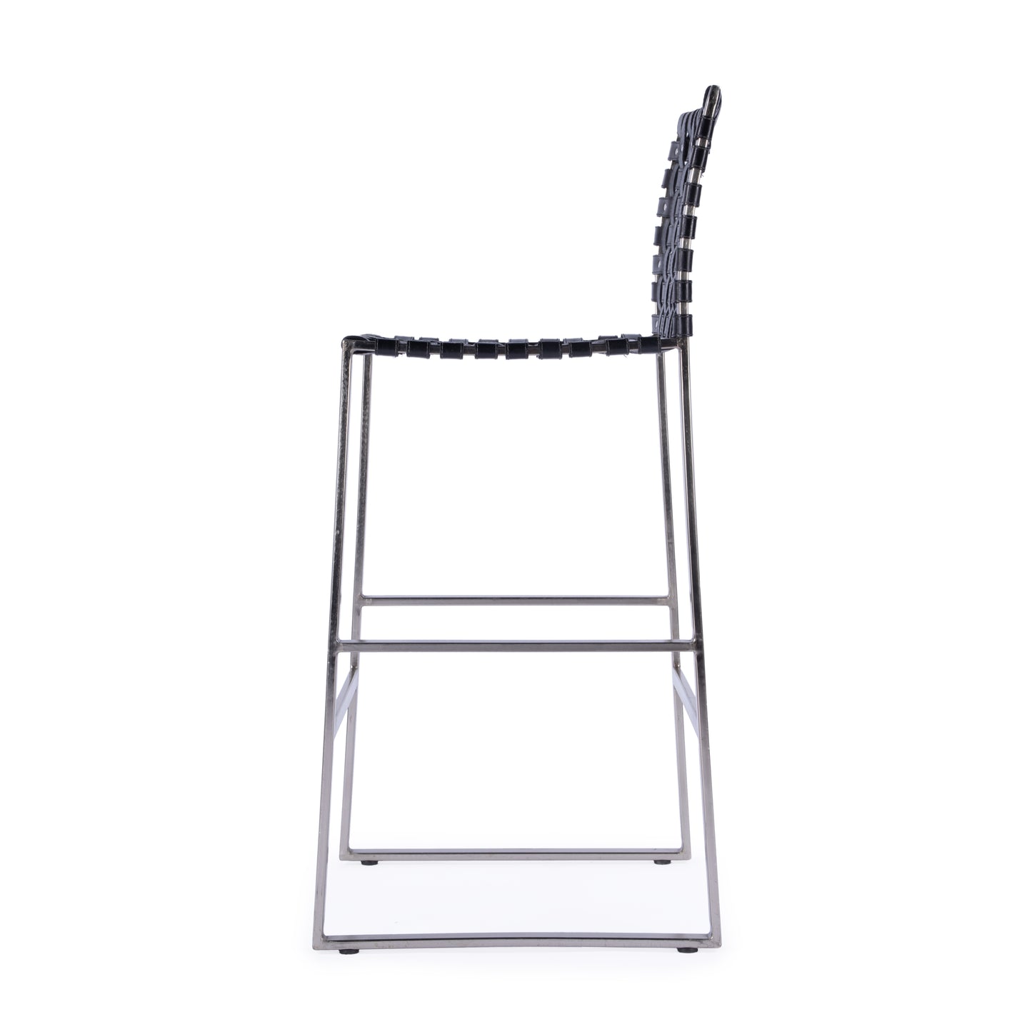Butler Specialty Company Urban 30 in. Seat Height Rectangular Woven Leather Bar Stool with Back, Black