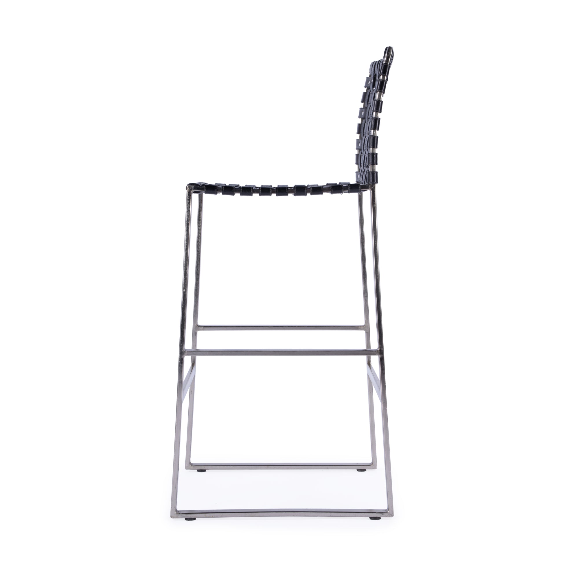 Butler Specialty Company Urban 30 in. Seat Height Rectangular Woven Leather Bar Stool with Back, Black