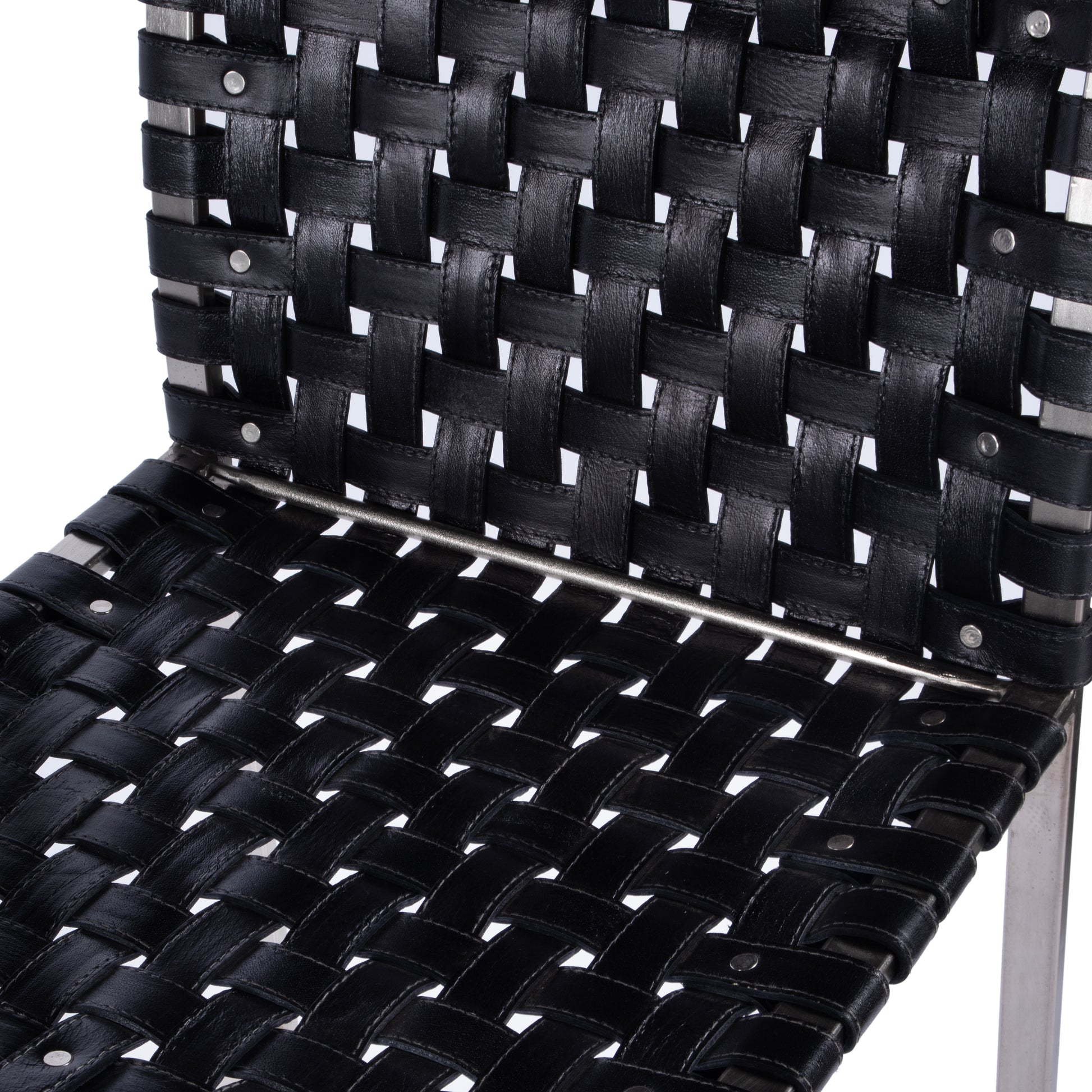 Butler Specialty Company Urban 30 in. Seat Height Rectangular Woven Leather Bar Stool with Back, Black