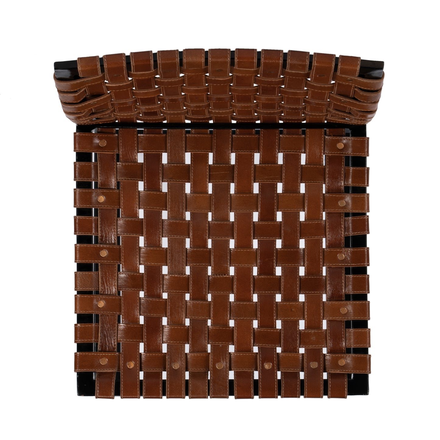 Butler Specialty Company Urban 30 in. Seat Height Rectangular Woven Leather Bar Stool with Back, Medium Brown