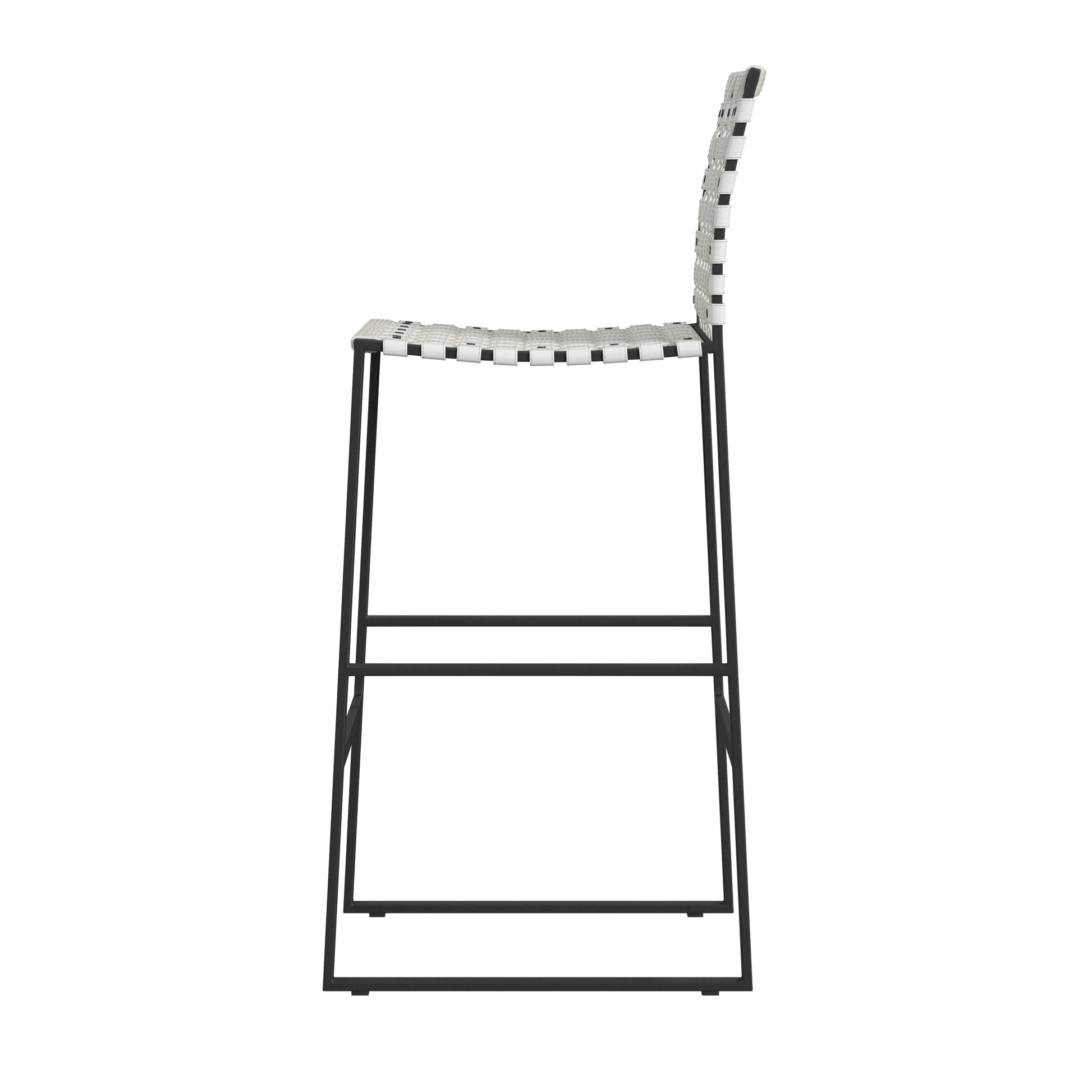 Butler Specialty Company Urban 30 in. Seat Height Rectangular Woven Leather Bar Stool with Back, White