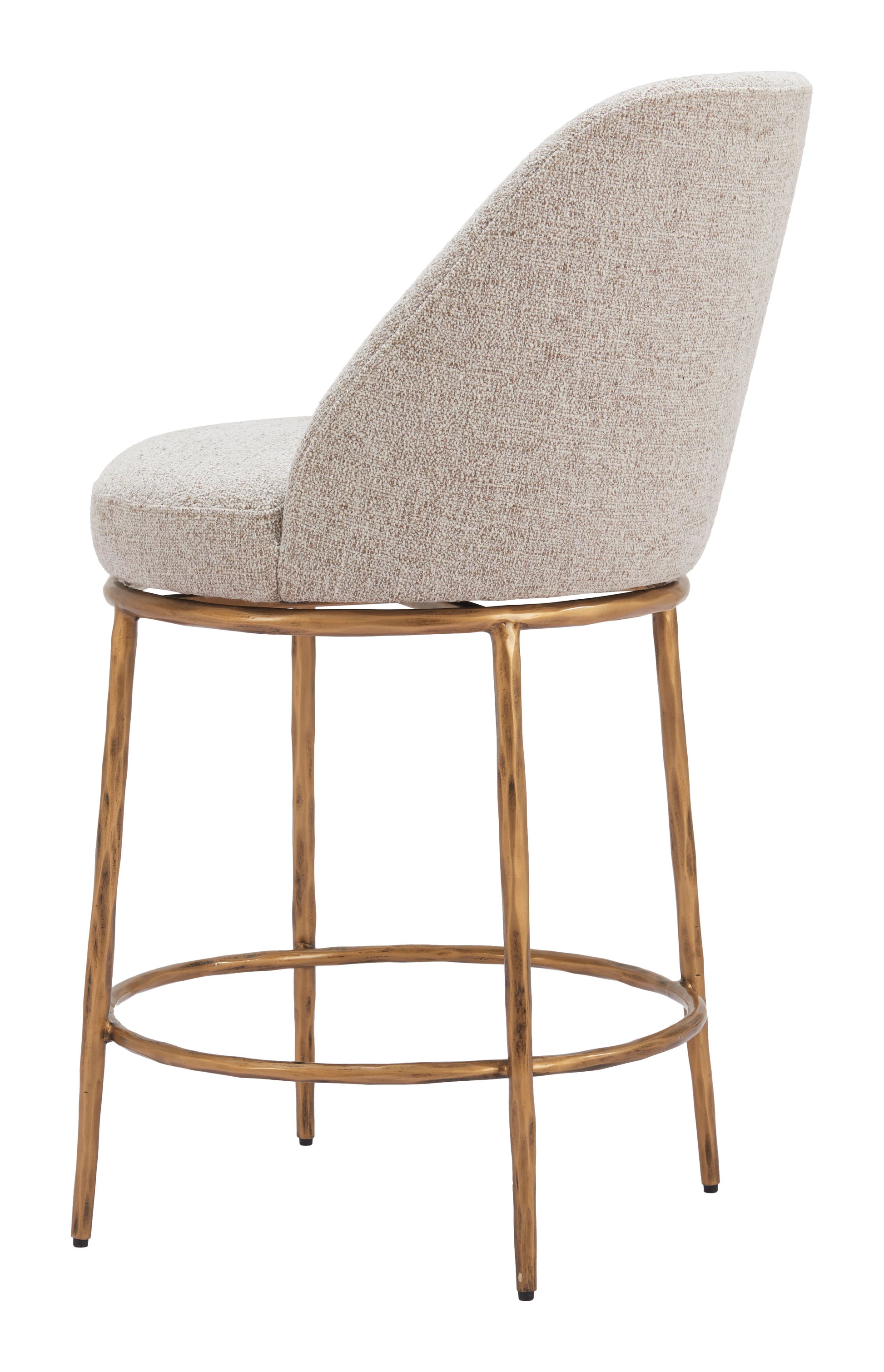 Nordhavn Swivel Counter Stool Beige & Gold - 5