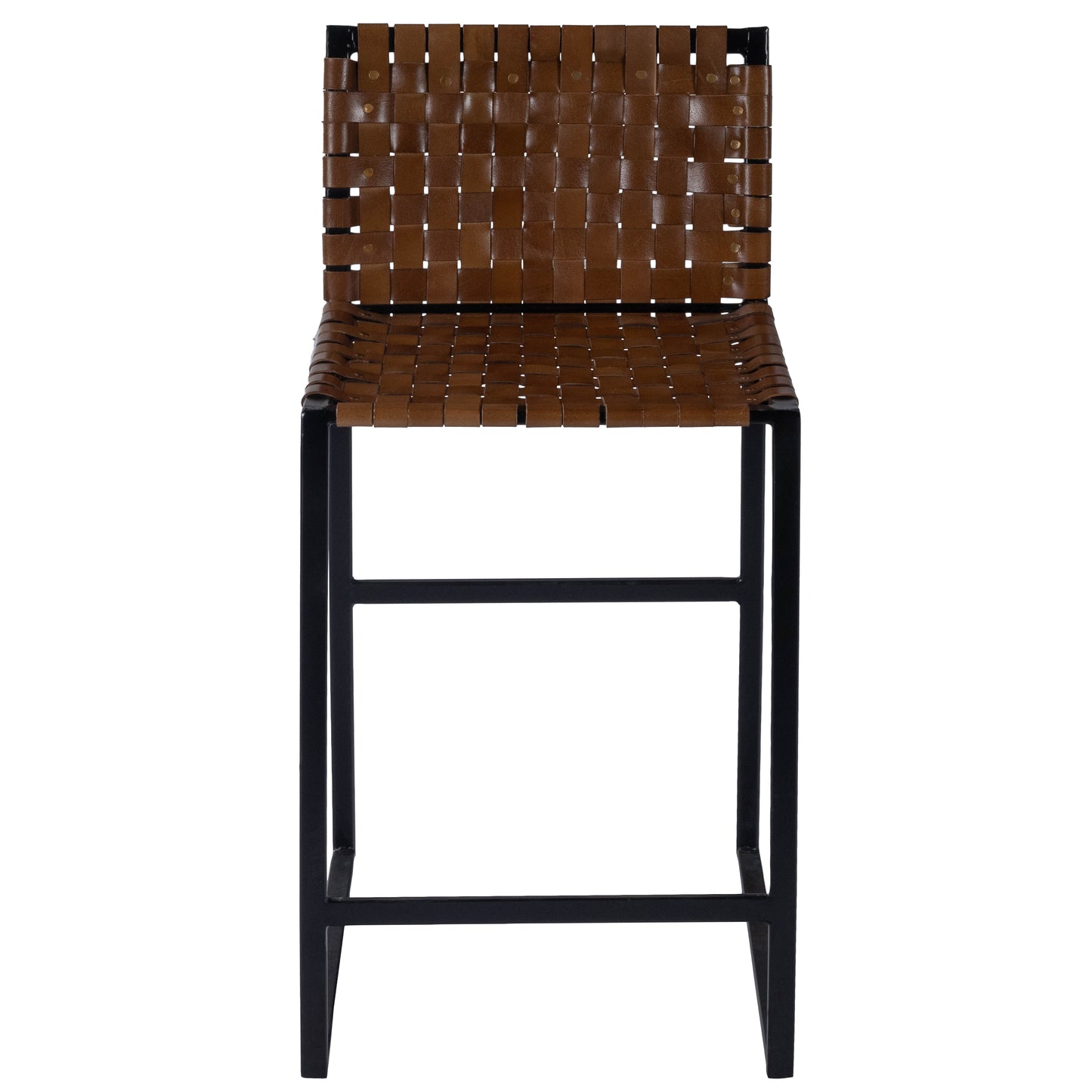 Butler Specialty Company Urban 25 in. Seat Height Woven Leather Counter Stool, Medium Brown