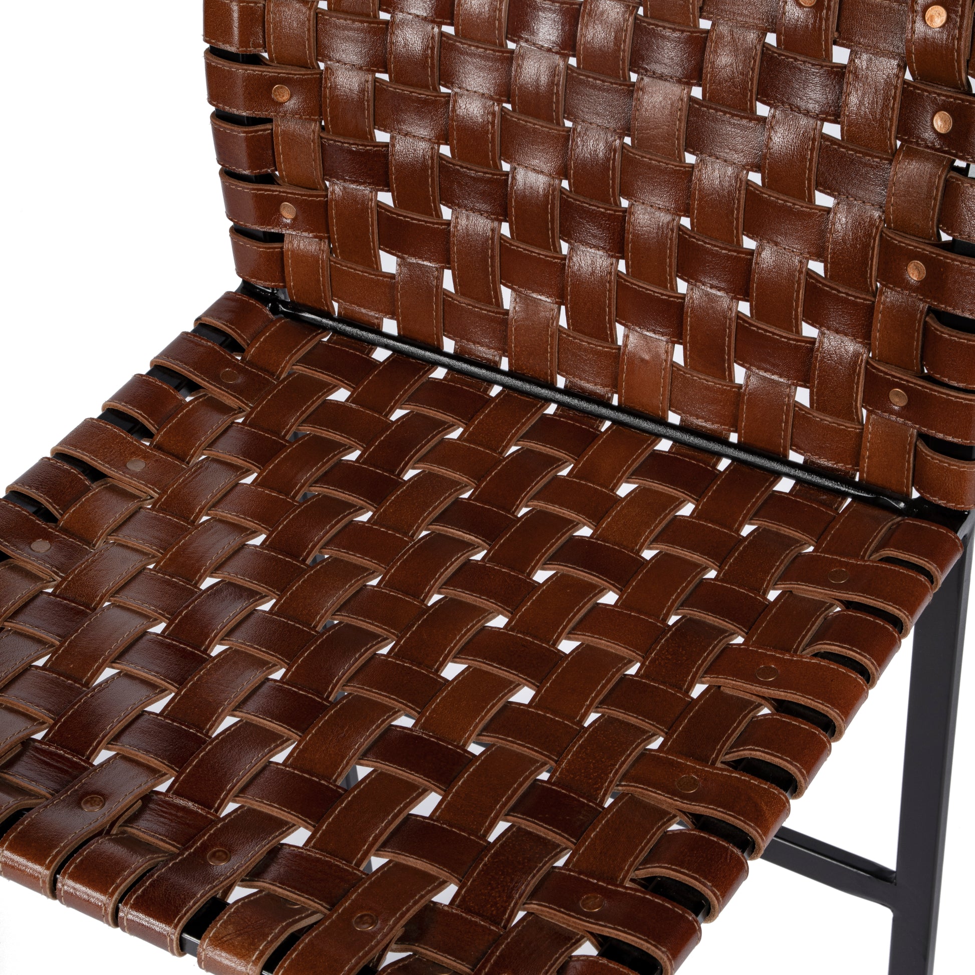 Butler Specialty Company Urban 25 in. Seat Height Woven Leather Counter Stool, Medium Brown