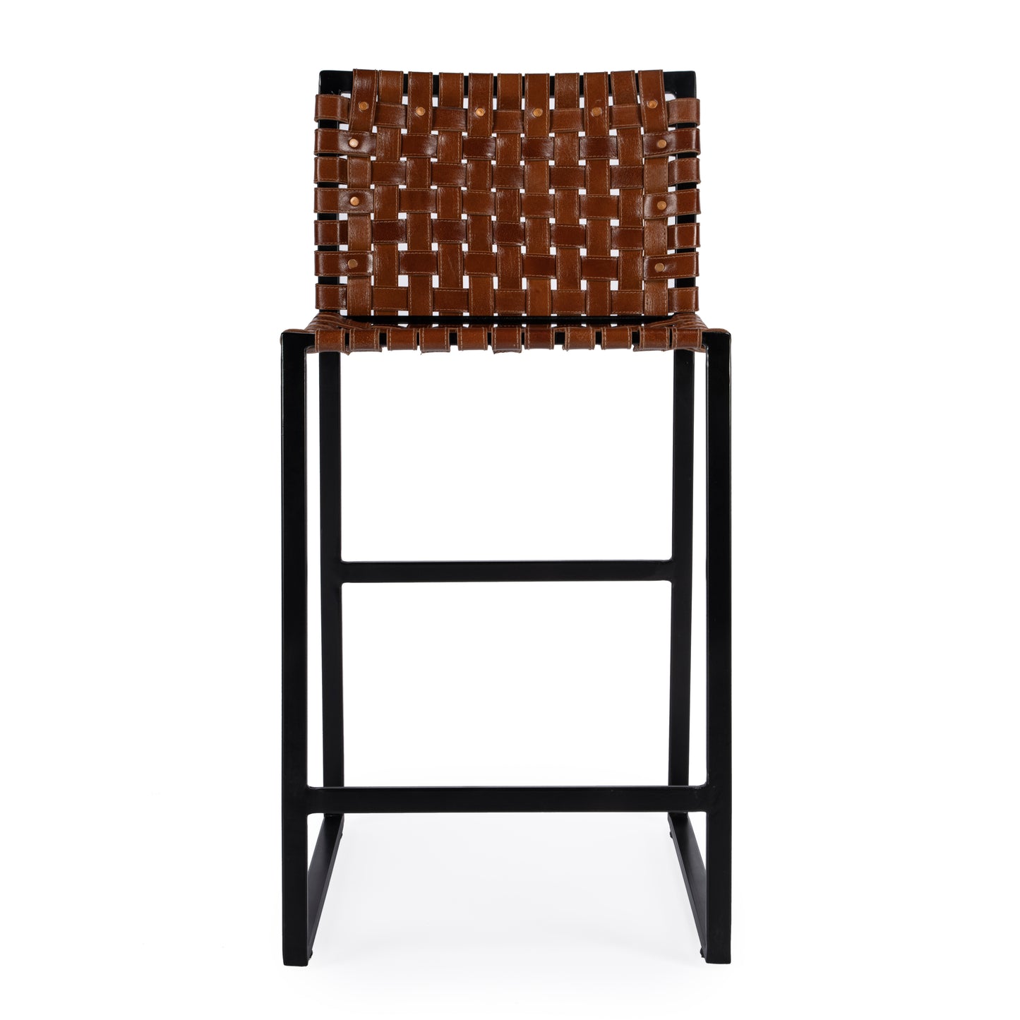 Butler Specialty Company Urban 25 in. Seat Height Woven Leather Counter Stool, Medium Brown